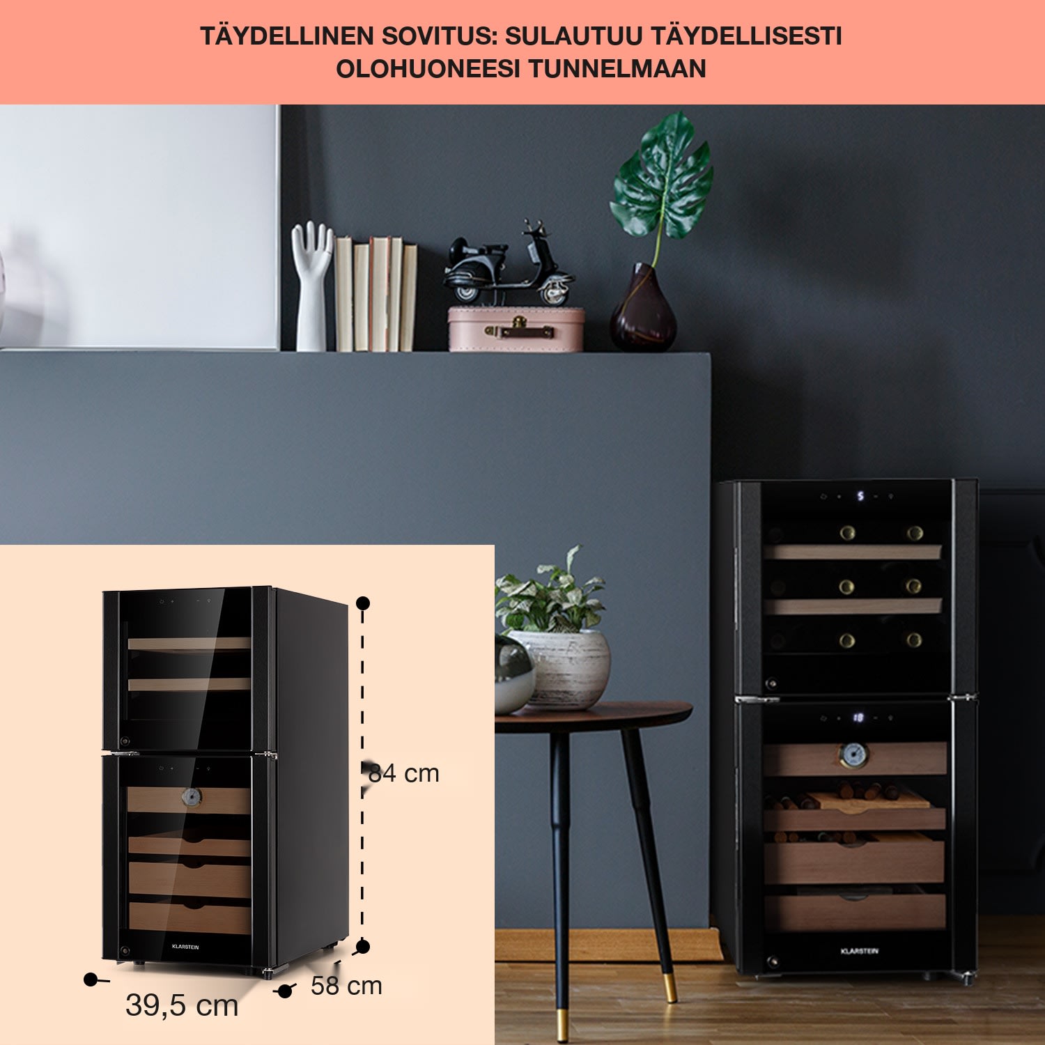 El Dorado 89 humidori & viinikaappi kosketus 89 l LED 89 litraa | Musta