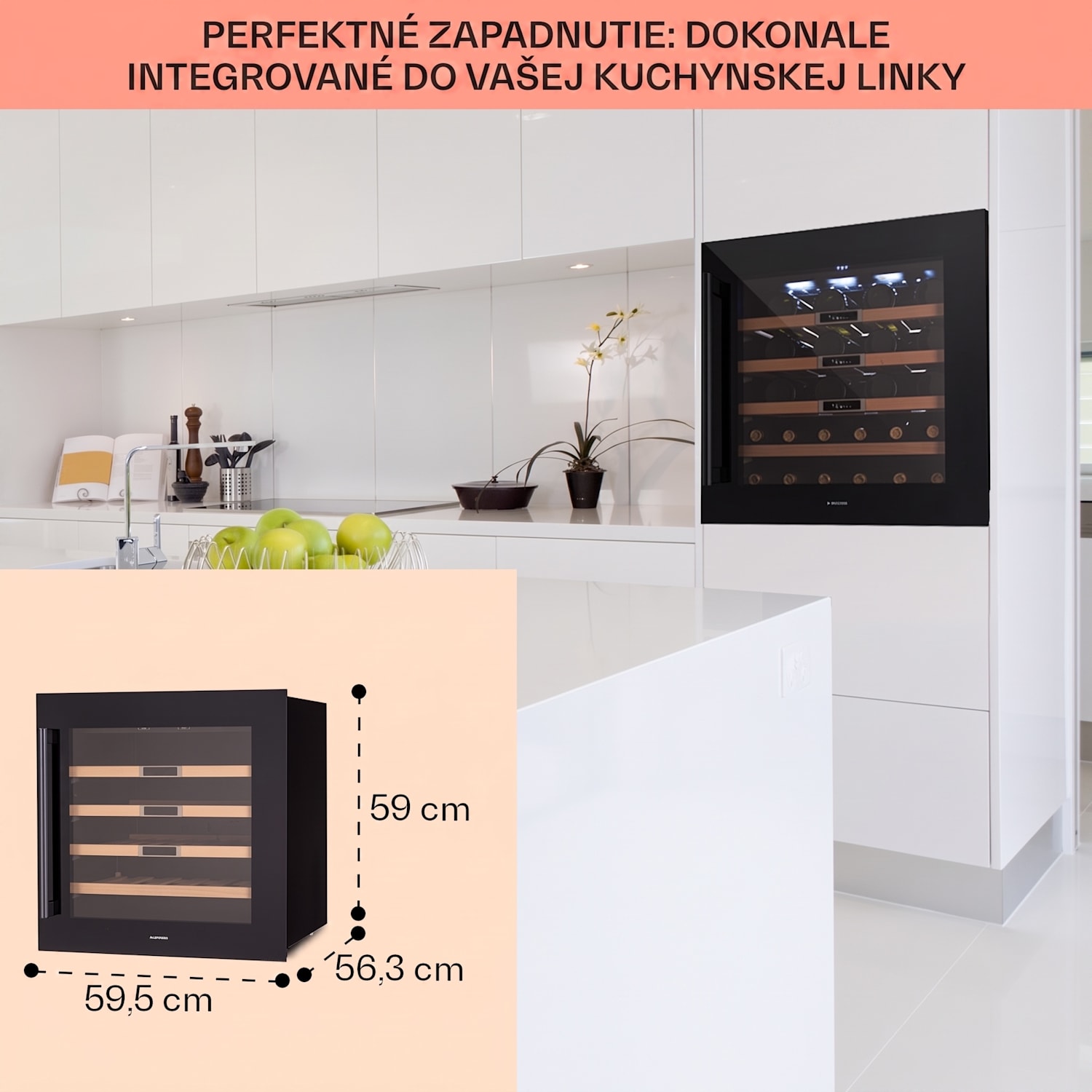 Vinsider 36 Built-In Uno, vstavaná vinotéka, 92 l, 36 fliaš, nehrdzavejúca oceľ 36 fliaš | 1 chladiaca zóna | Čierna