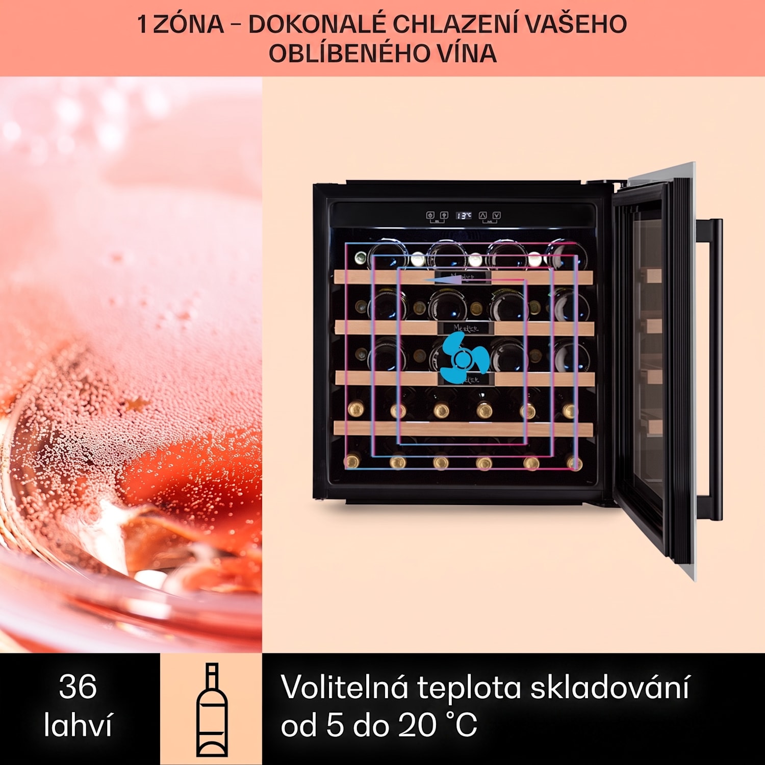 Vinsider 36 Built-In Uno, vestavná vinotéka, 92 l/36 lahví, nerezová ocel 36 lahví | 1 chladící zóna | Bílá