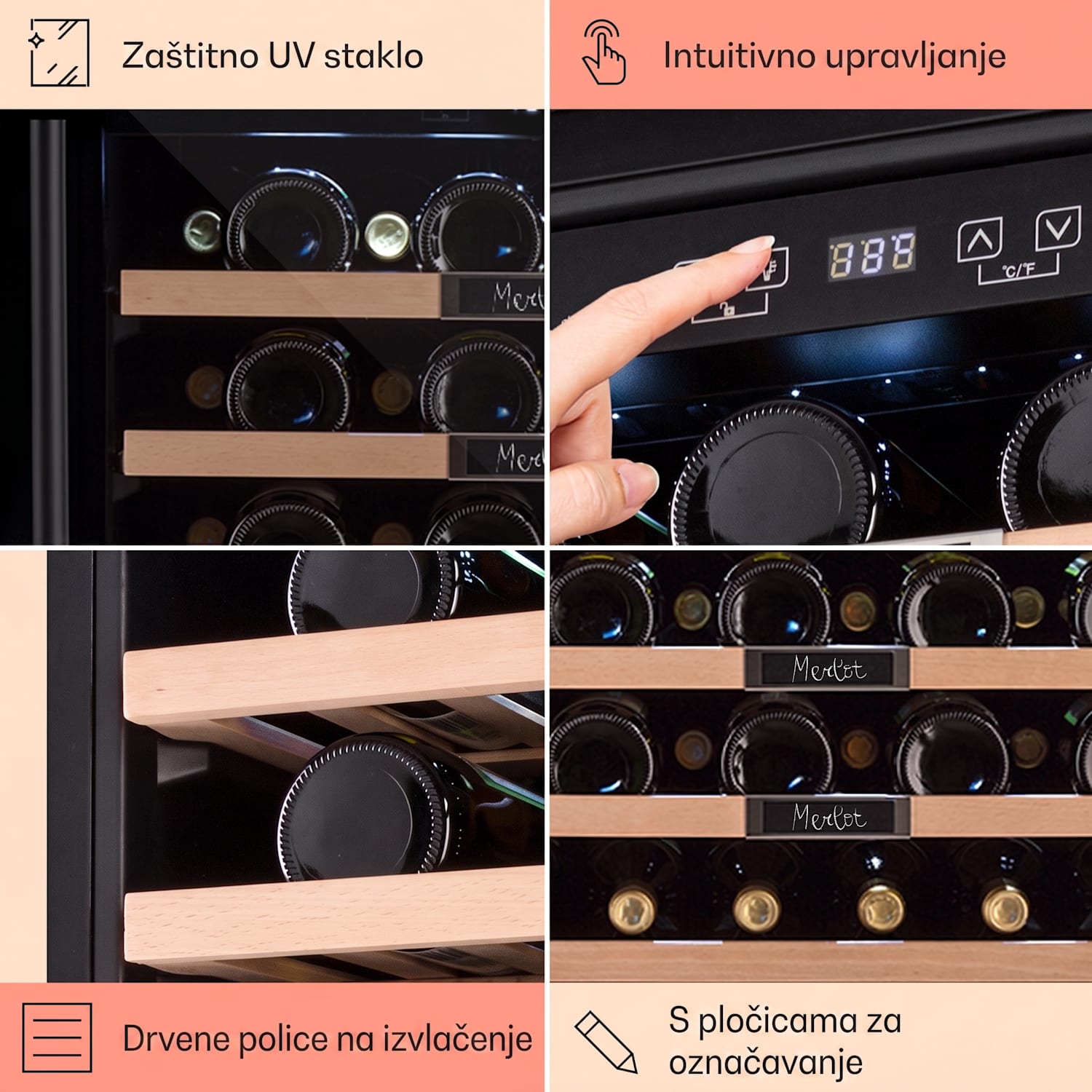 Vinsider 36 Built-In Uno, ugradbeni ormarić za vino, 36 boca, 92 litre, nehrđajući čelik 36 boca | 1 | Nehrđajući čelik