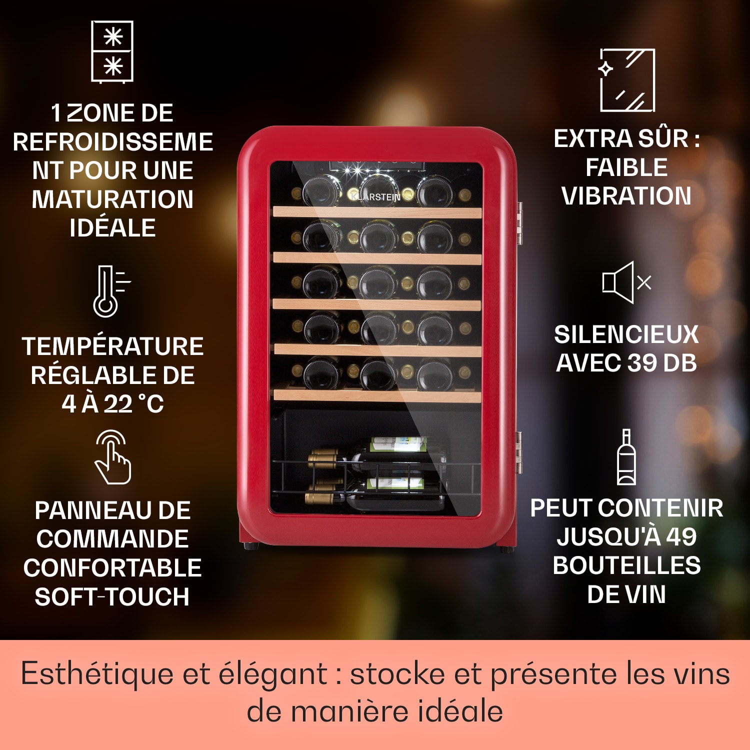 Vinetage 49 Uno cave à vin 110 L / 49 Bt 4-22 °C Rétro 