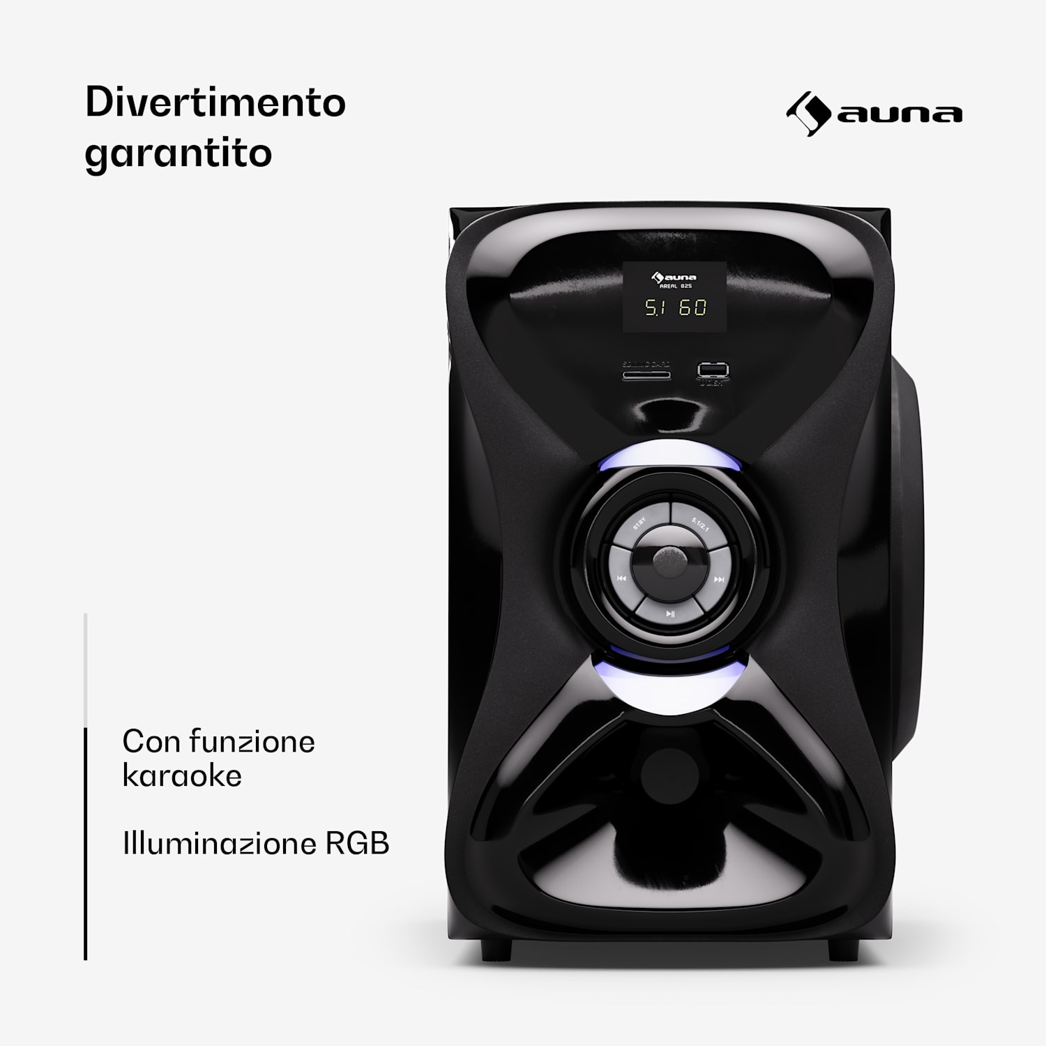 Areal 825 - Impianto audio 5.1 wireless, Bluetooth, 120 W, con funzione karaoke, altoparlanti posteriori wireless 
