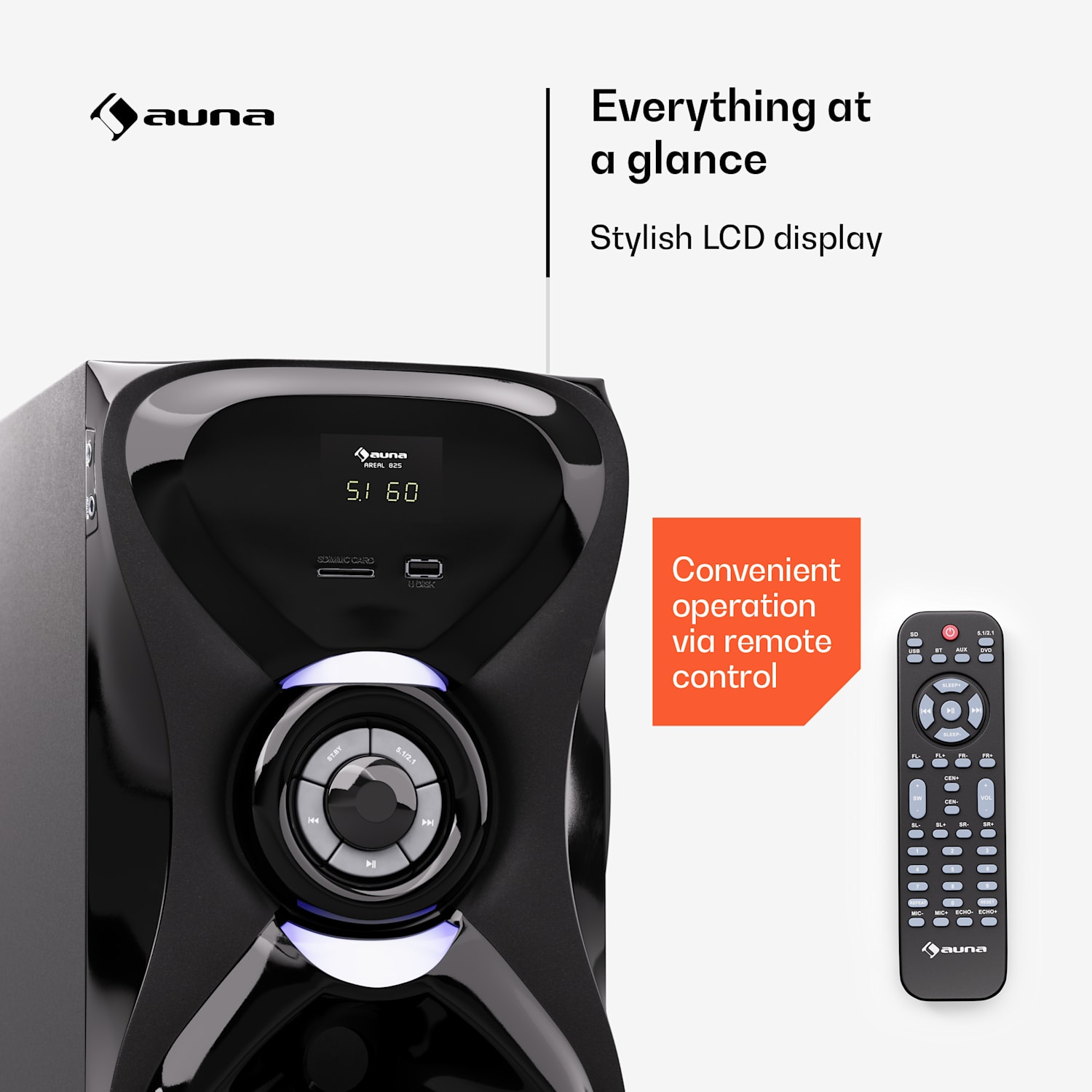 Areal 825 5.1 Wireless, brezžični zvočni sistem, bluetooth, 120 W, s funkcijo karaoke, brezžični zadnji zvočniki 