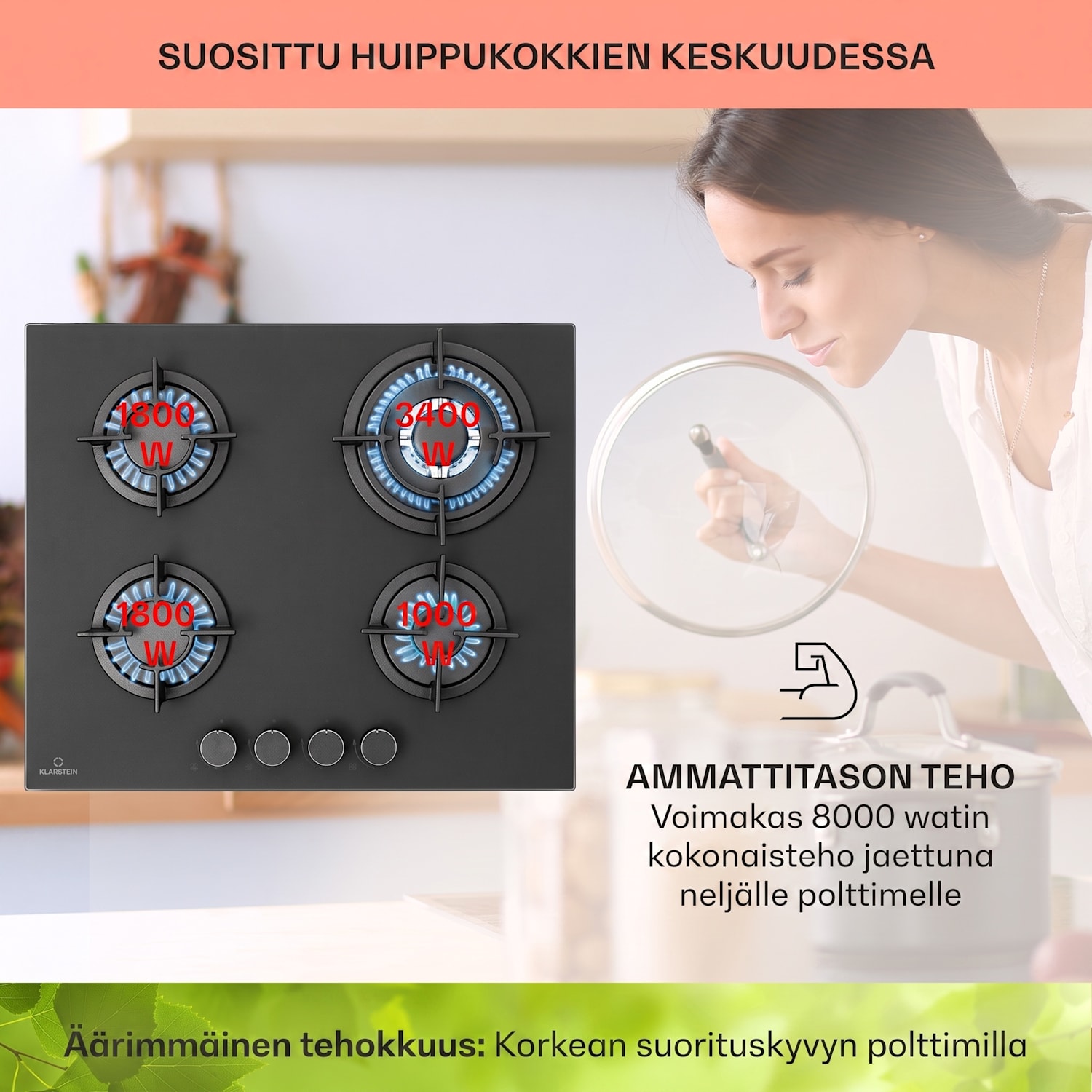 Firetale kaasuliesi 4 poltinta 60 cm alumiinipolttimilla, mukana letku ja paineensäädin 60 cm | Lasi | Musta