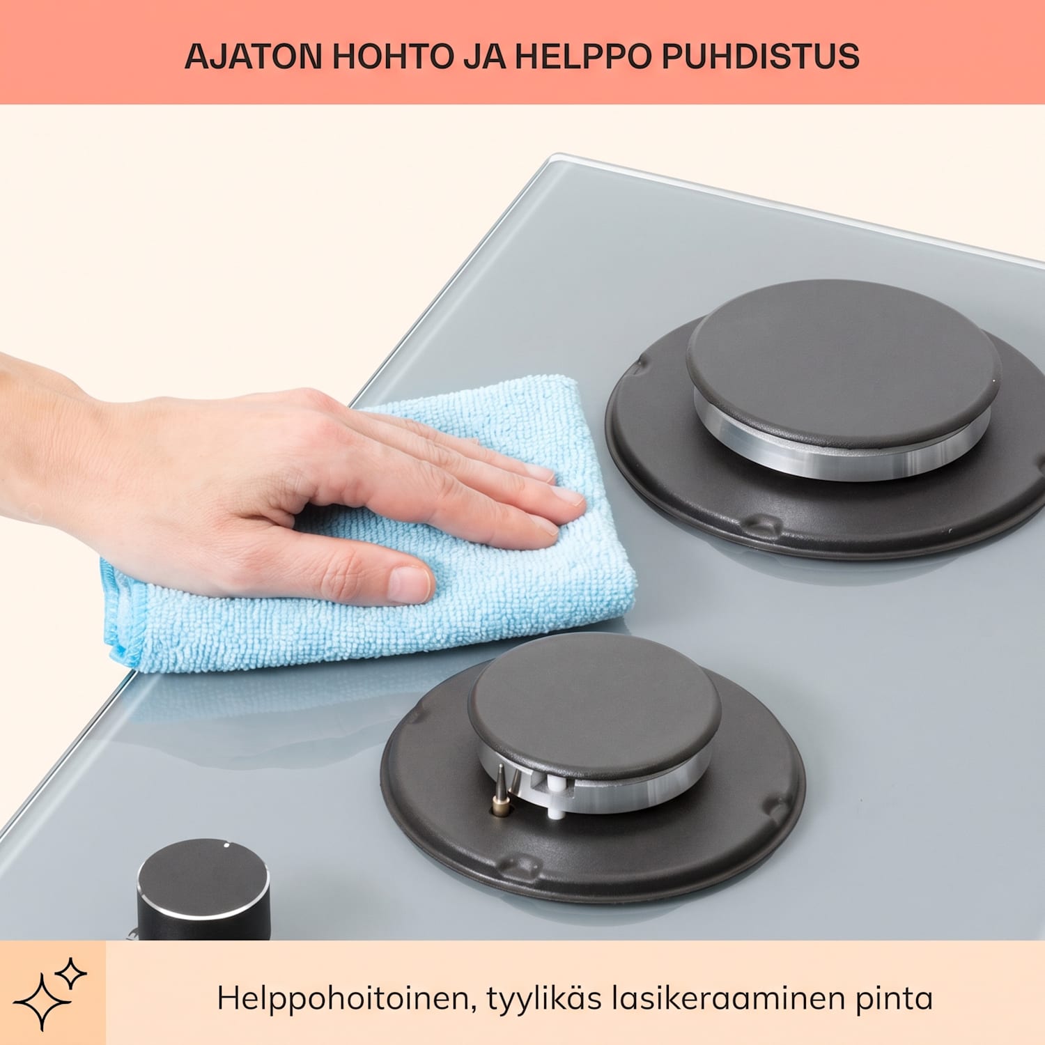 Firetale kaasuliesi 2-polttimoinen alumiinipolttimilla maakaasu/propaani, letku ja paineensäädin mukana 30 cm | Lasi | Harmaa