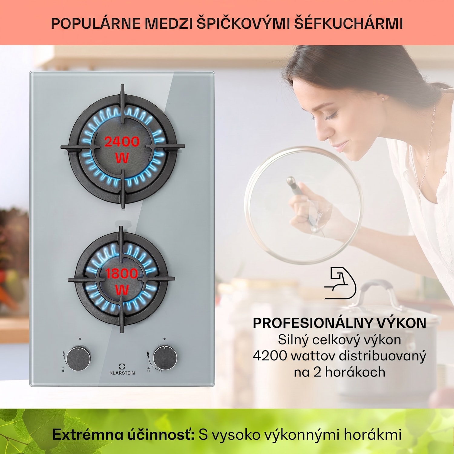 Firetale, plynová varná doska, 2 hliníkové horáky, zemný plyn/propán 30 cm | Sklo | Sivá