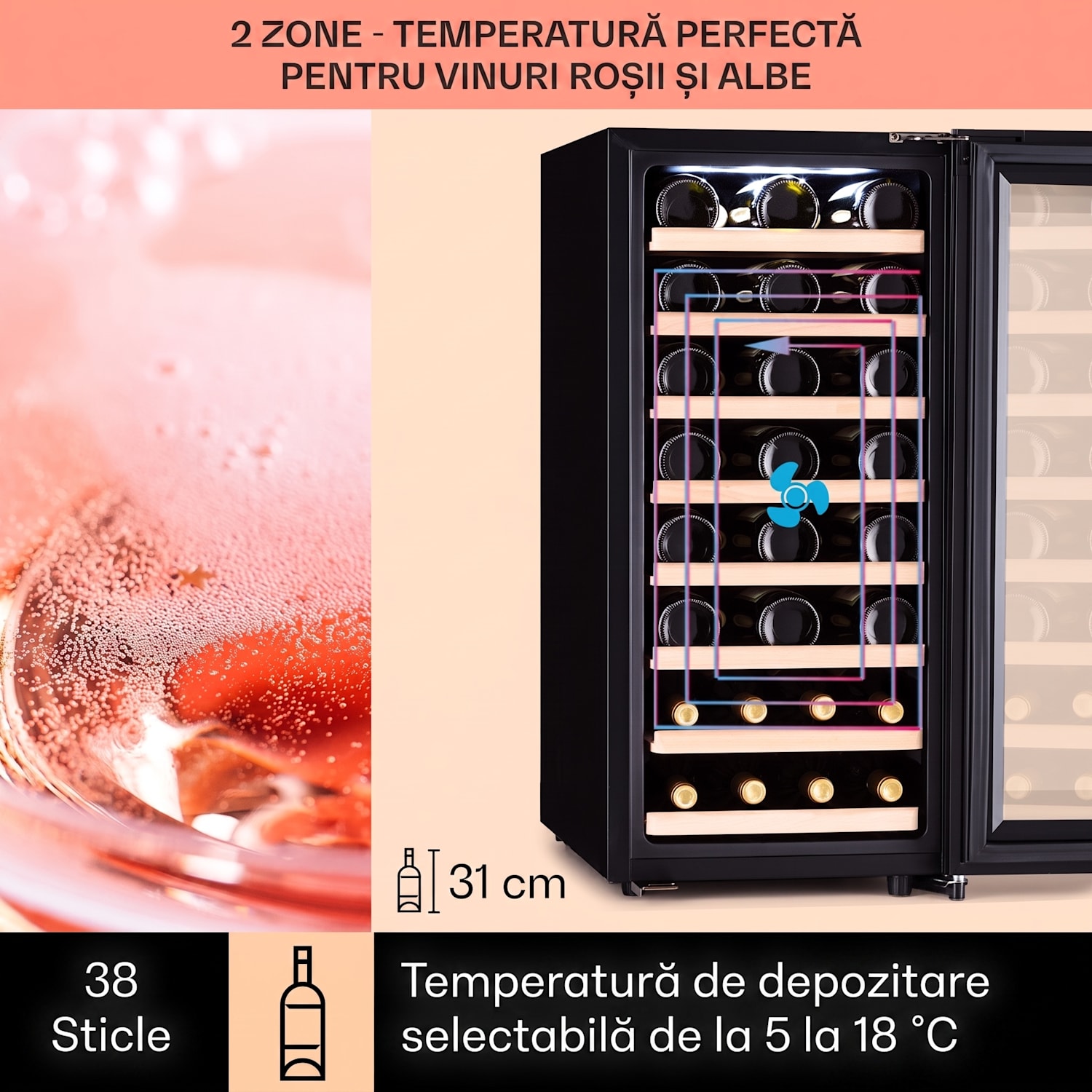 Barossa 38 Uno, frigider pentru vin, 1 zonă, 94 litri/38 sticle, ecran tactil 1 | 38 sticle