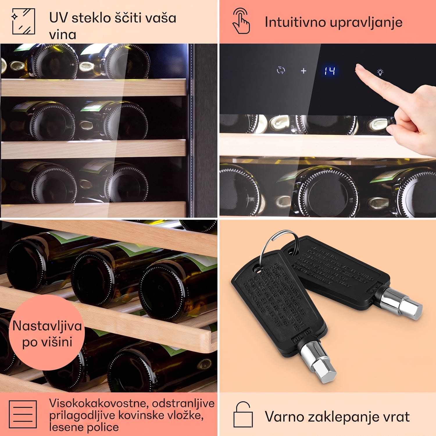 Barossa 38 Uno, hladilnik za vino, 1 cona, 94 litrov/38 steklenic, zaslon na dotik 1 | 38 steklenic