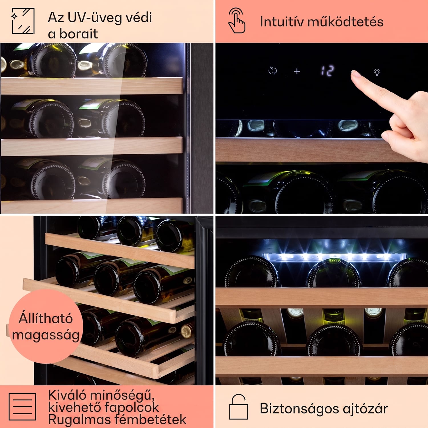 Barossa 50 Uno, borhűtő, 120 liter, 52 palack, 1 zóna, érintőképernyő 1 hűtőzóna | 52 palack