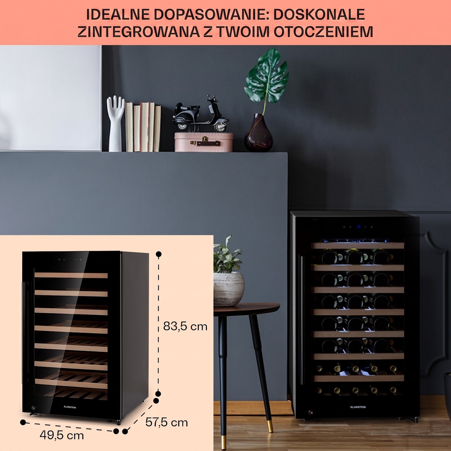 Barossa 50 Uno, chłodziarka do wina, 1 strefa, 120 l/52 butelek, wyświetlacz dotykowy 1 strefa chłodzenia | 52 butelki