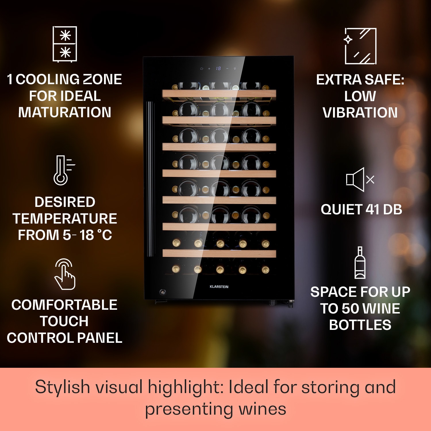 Barossa 50 Uno, vinotéka, 120 l, 50 fliaš, 1 zóna, dotykový displej 1 chladiaca zóna | 52 fliaš