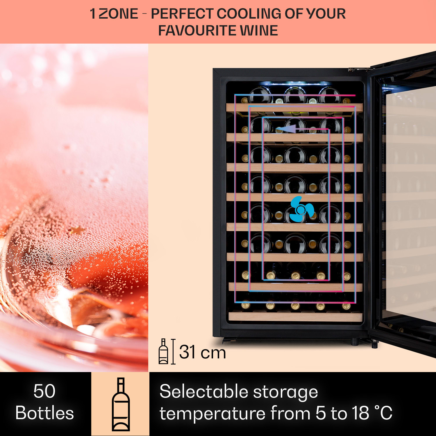 Barossa 50 Uno Vinoteca 1 zona 120 litros/52 botellas Pantalla táctil 1 zona de refrigeración | 52 botellas