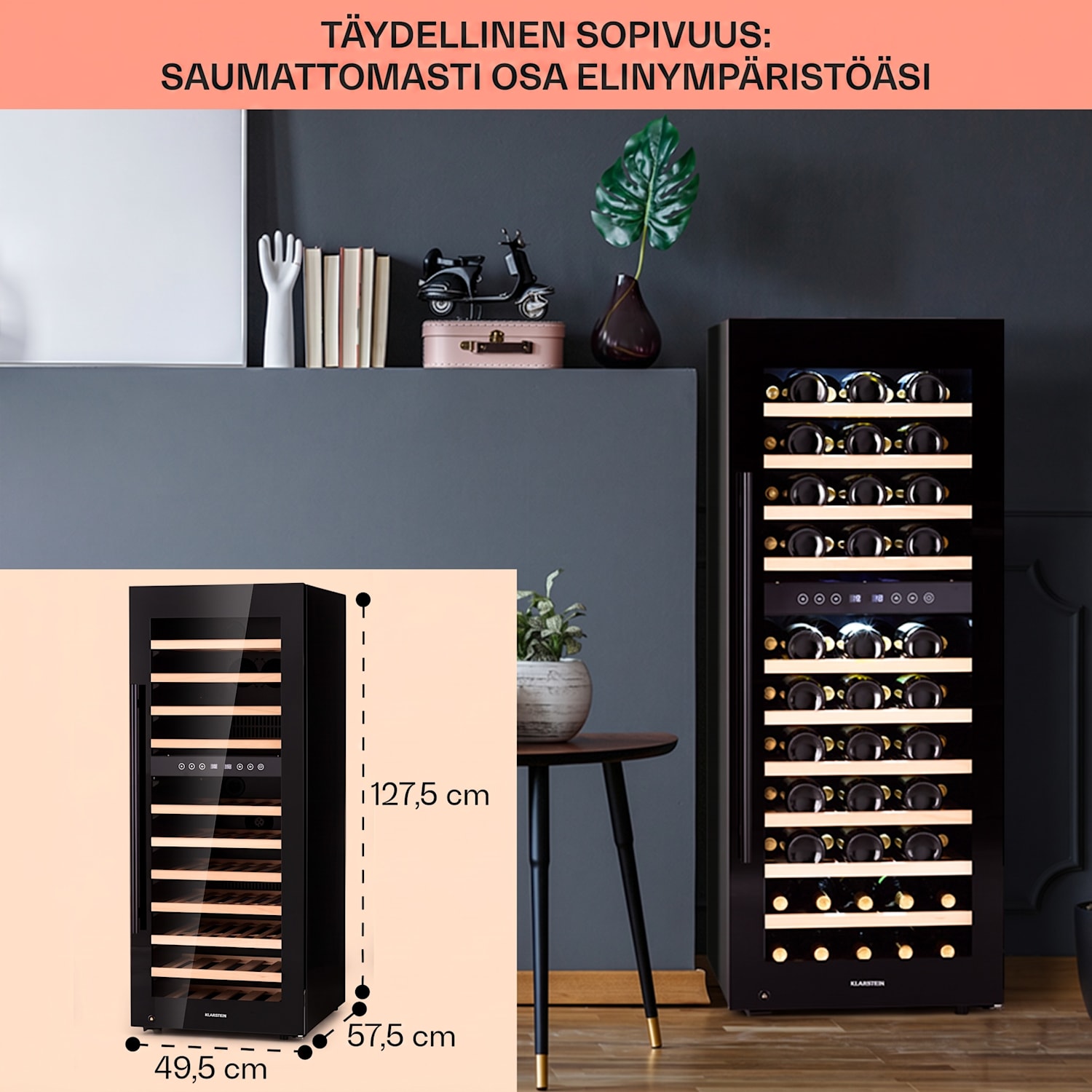 Barossa 73 Duo -viinikaappi 2 aluetta 192 litraa / 73 pulloa kosketusnäyttö 2 jäähdytysalue | 73 pulloa