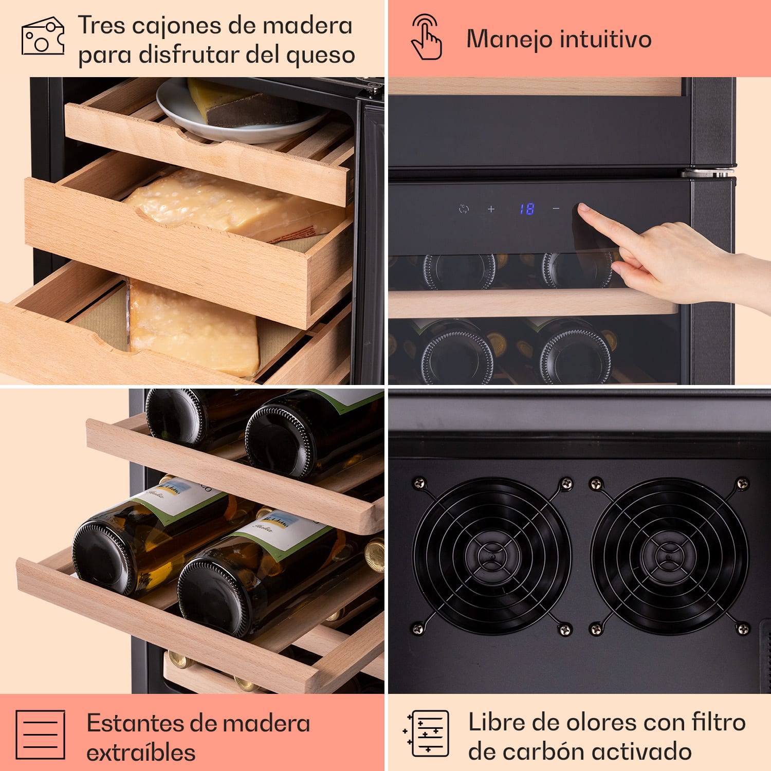 El Dorado 89 Quesera & Vinoteca 2 zonas táctil 89 L LED  89 litros | Negro