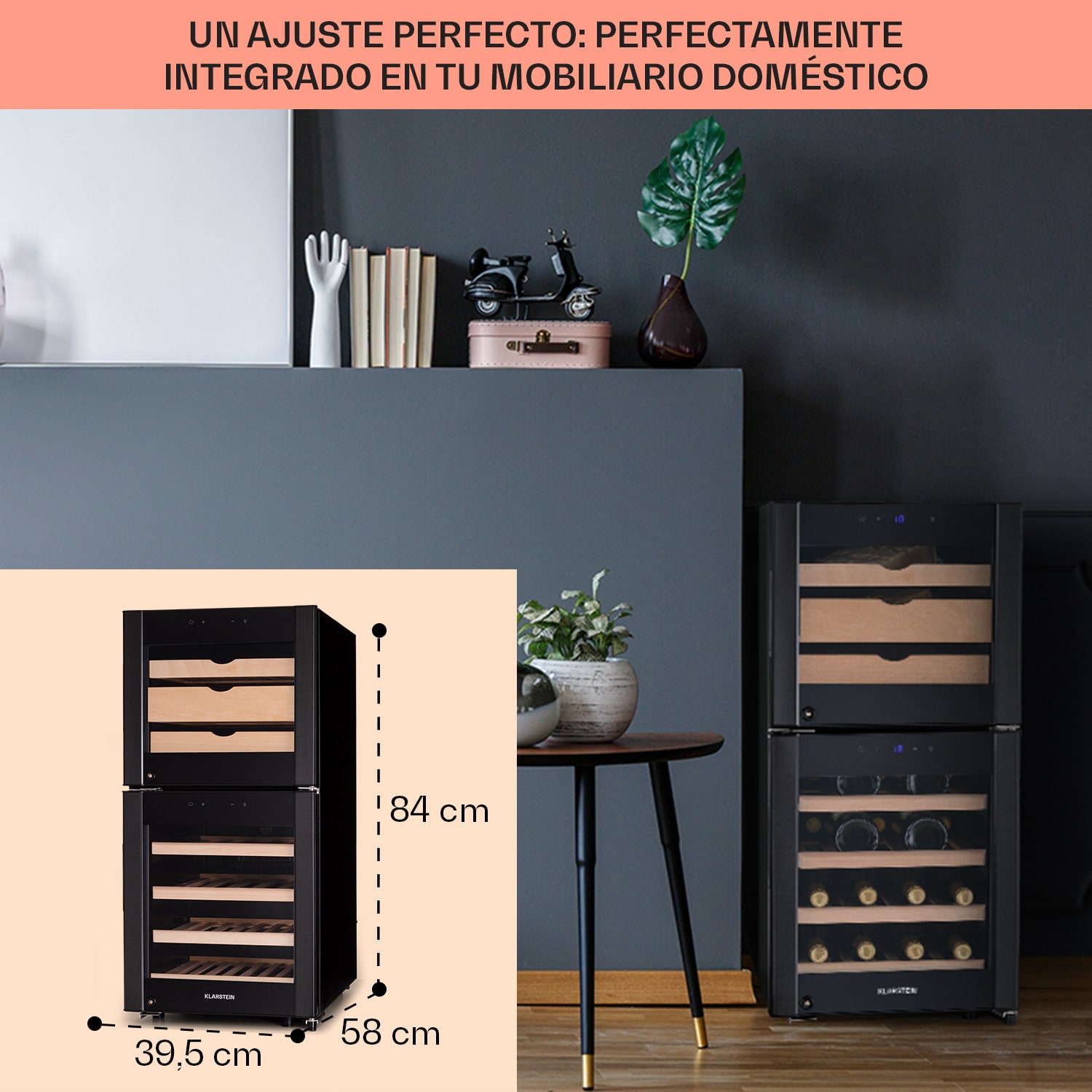 El Dorado 89 Quesera & Vinoteca 2 zonas táctil 89 L LED  89 litros | Negro