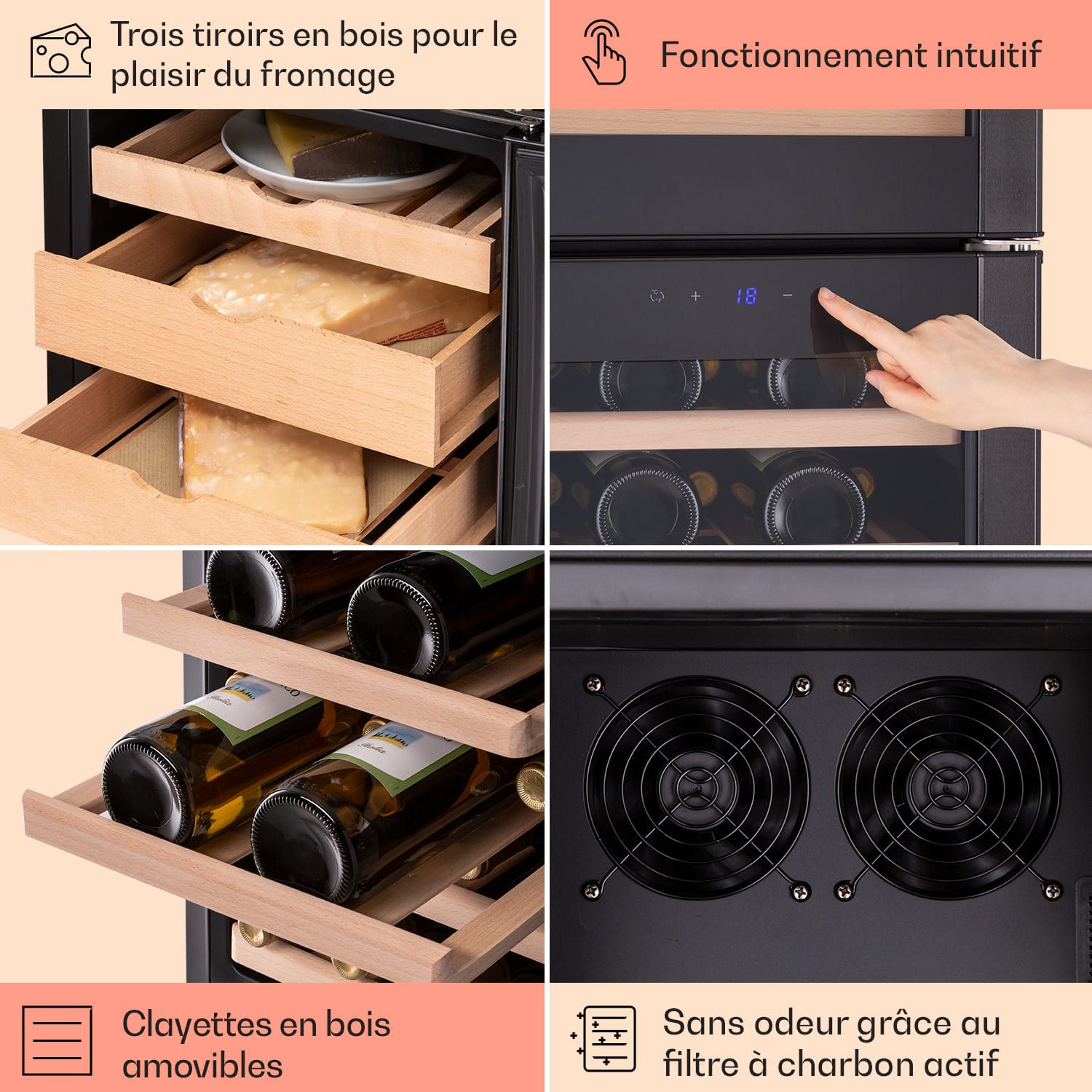 El Dorado 89 kaas & wijnkoelkast 2 zones touch 89 liter led  89 liter | Zwart
