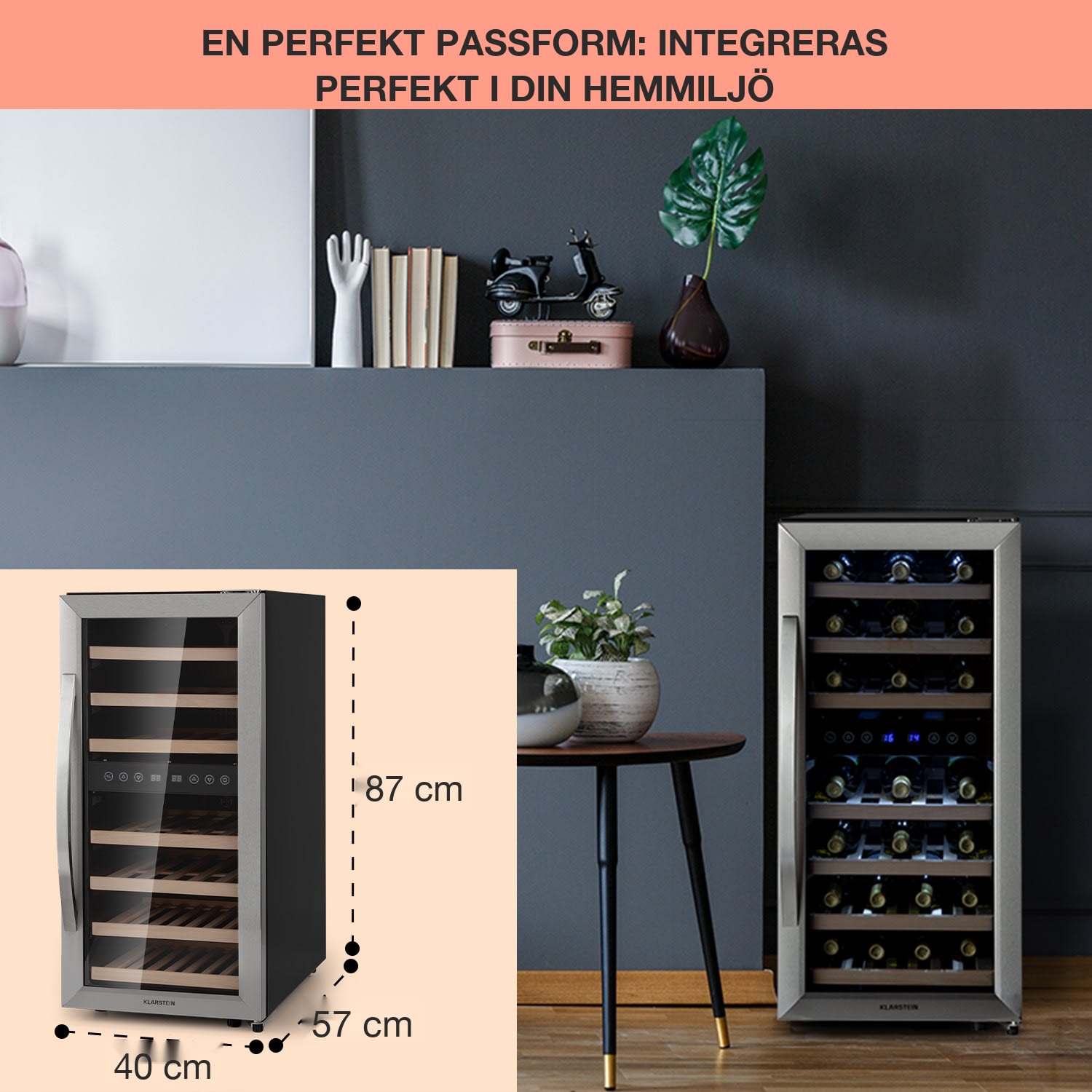 Vinamour 33 Duo Vinkylskåp 2 zoner 89 l / 33 flaskor 5-18 °C touch 