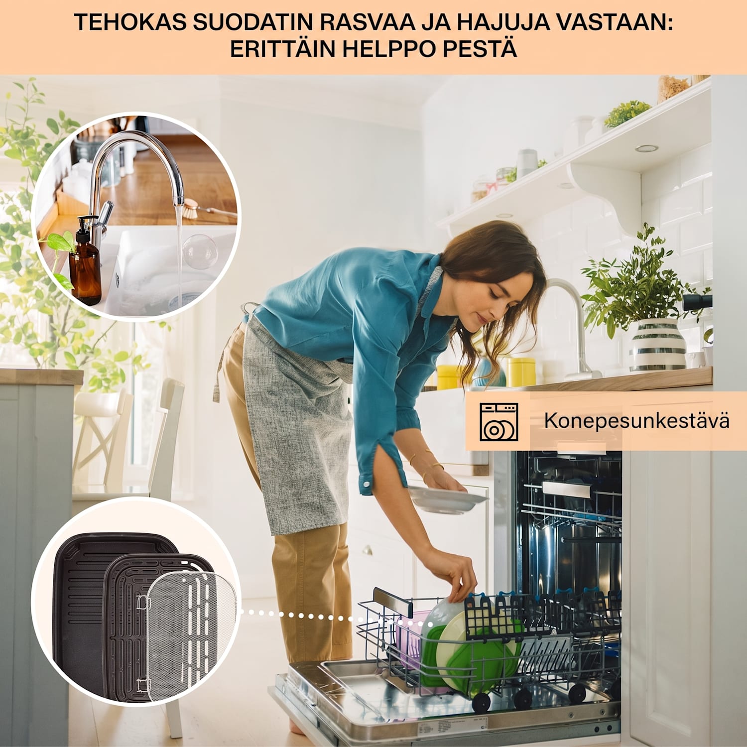Combo Air grilli/kuumailmakeitin 5 ohjelmaa 1500 W 4,5 l grillauskori 2,5 l friteerauskori Ruostumaton Teräs
