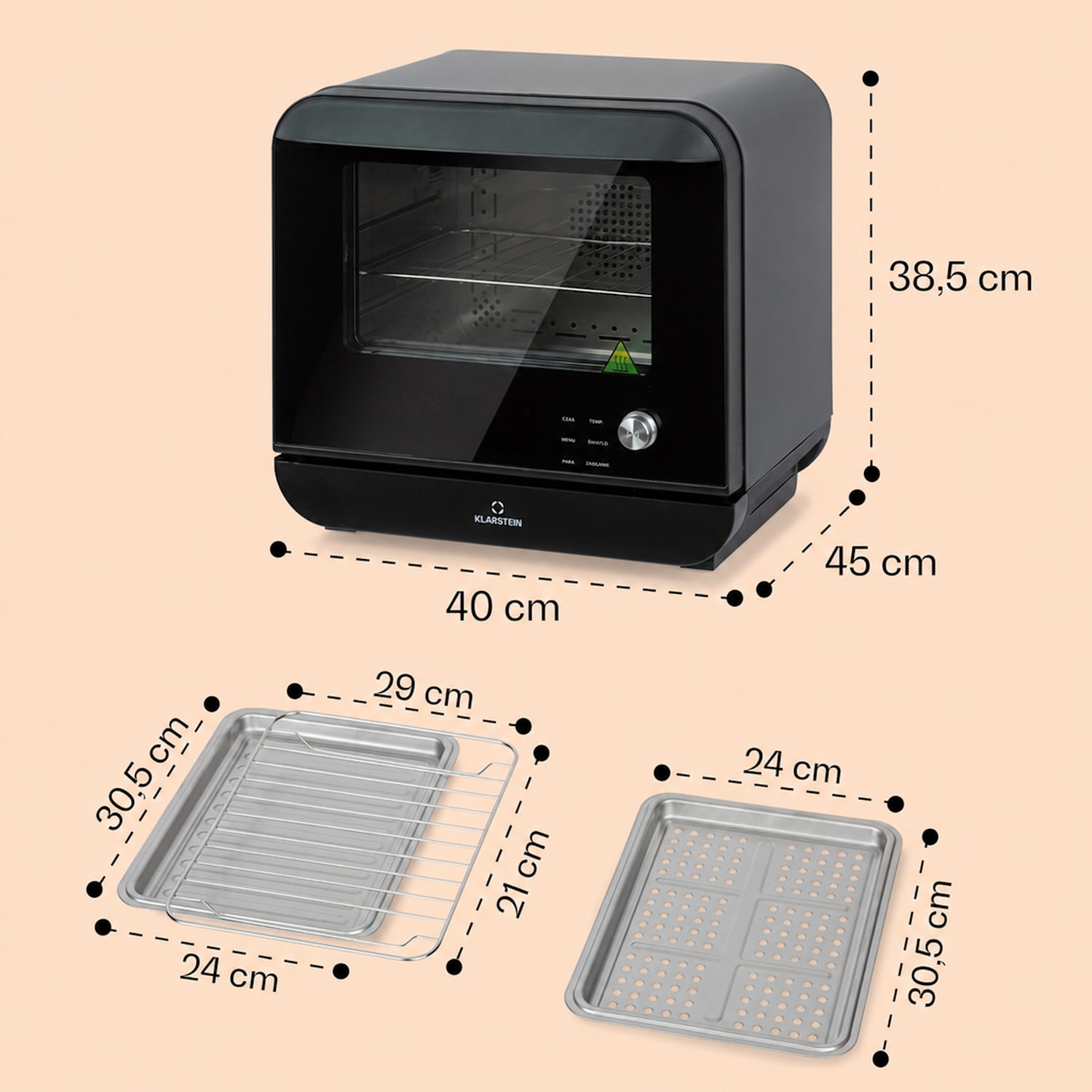 Vita Pro, frytkownica beztłuszczowa z funkcją gotowania na parze, 2450 W, 18 l, 14 programów, zbiornik na wodę o pojemności 800 ml Czarny