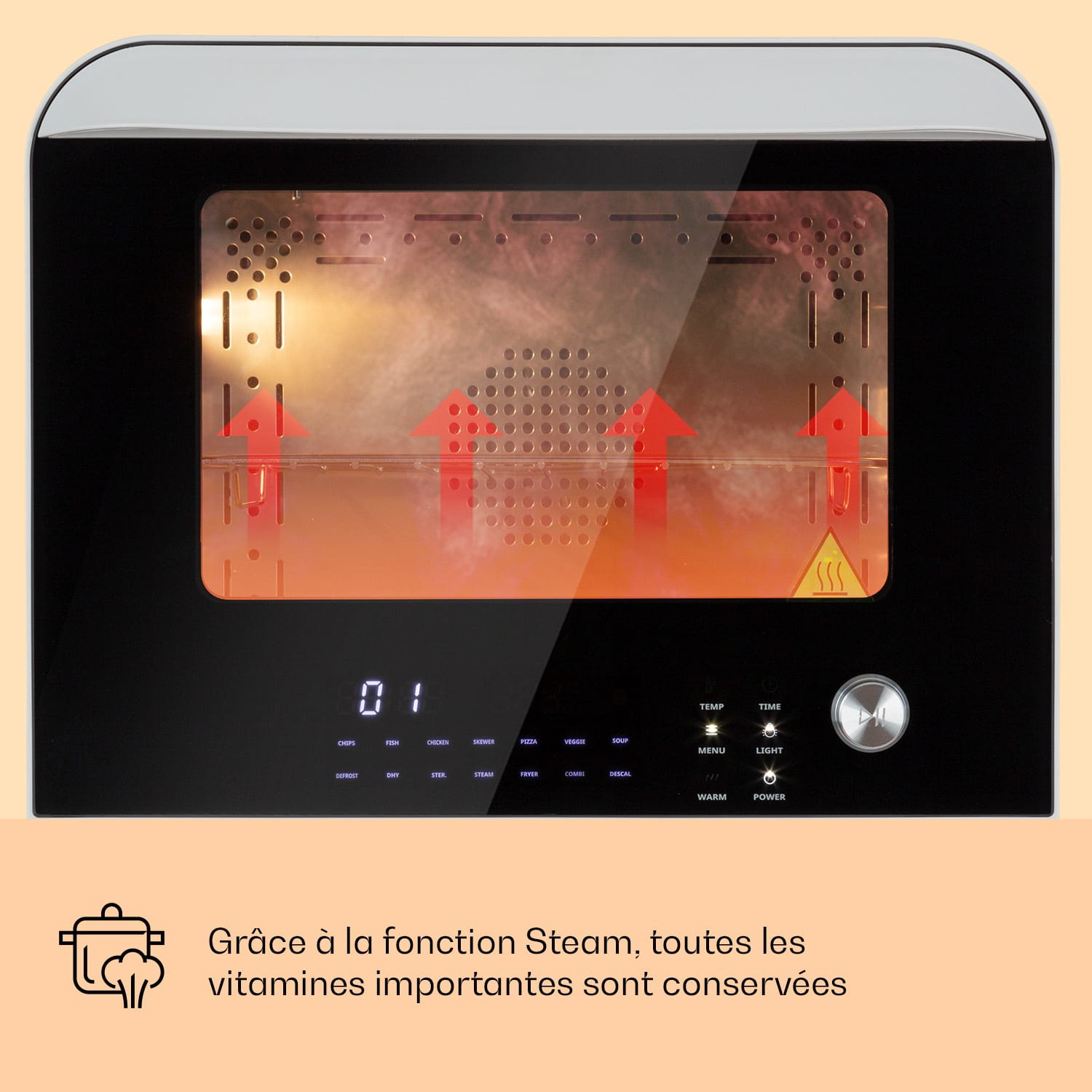 Vita Pro heteluchtfriteuse incl. stomen 2450 W 18 liter 14 programma's 800 ml watertank Wit