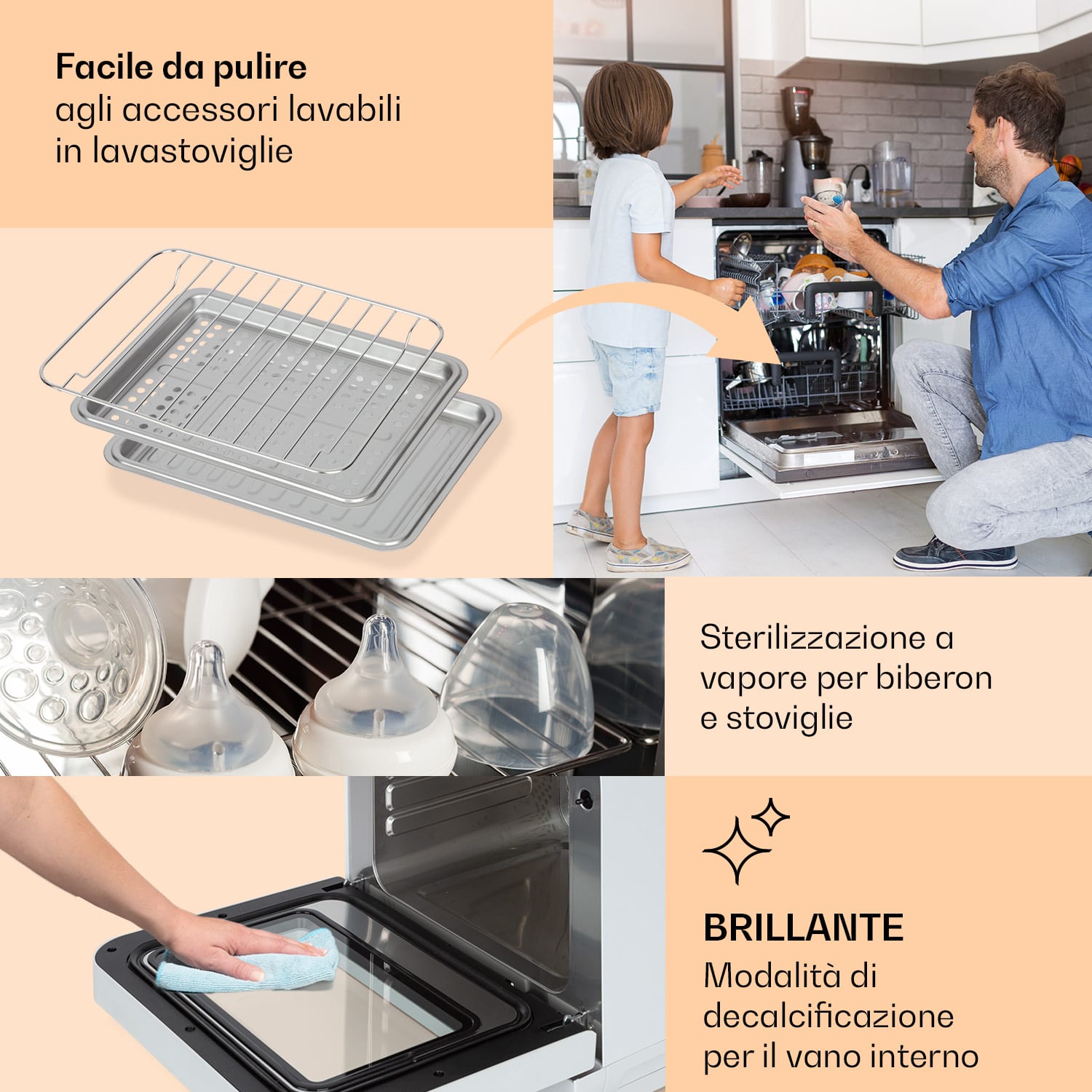 Vita Pro - Friggitrice ad aria calda con cottura a vapore, 2450 W, 18 litri, 14 programmi, serbatoio da 800 ml Bianco