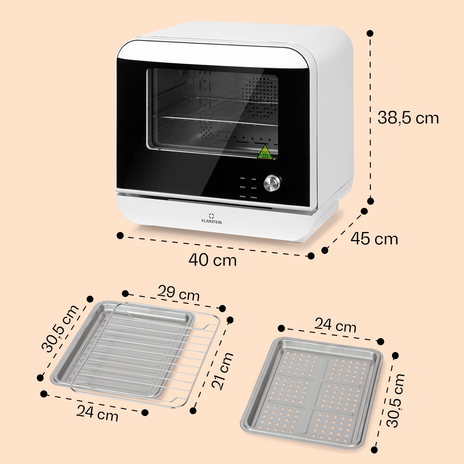Vita Pro - Friggitrice ad aria calda con cottura a vapore, 2450 W, 18 litri, 14 programmi, serbatoio da 800 ml Bianco