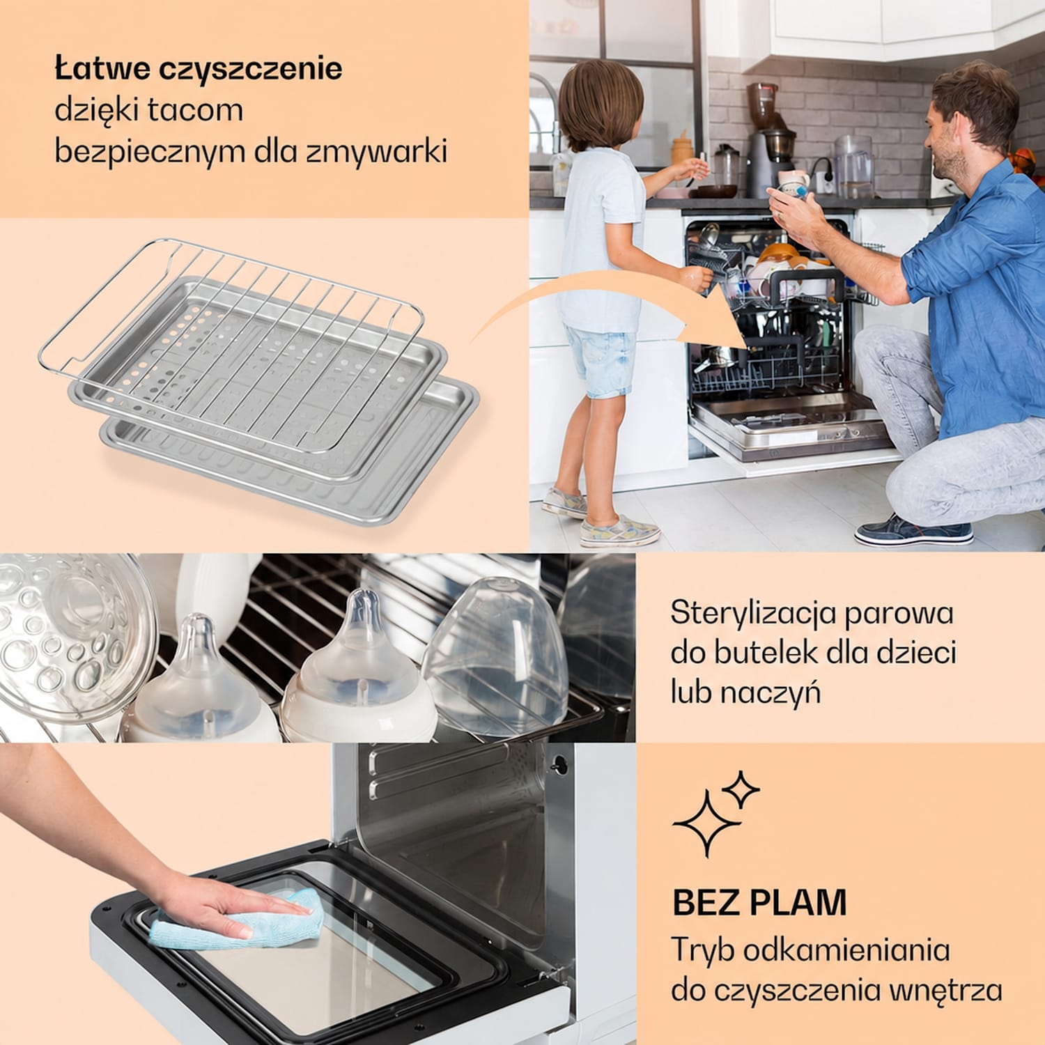 Vita Pro, frytkownica beztłuszczowa z funkcją gotowania na parze, 2450 W, 18 l, 14 programów, zbiornik na wodę o pojemności 800 ml Biały
