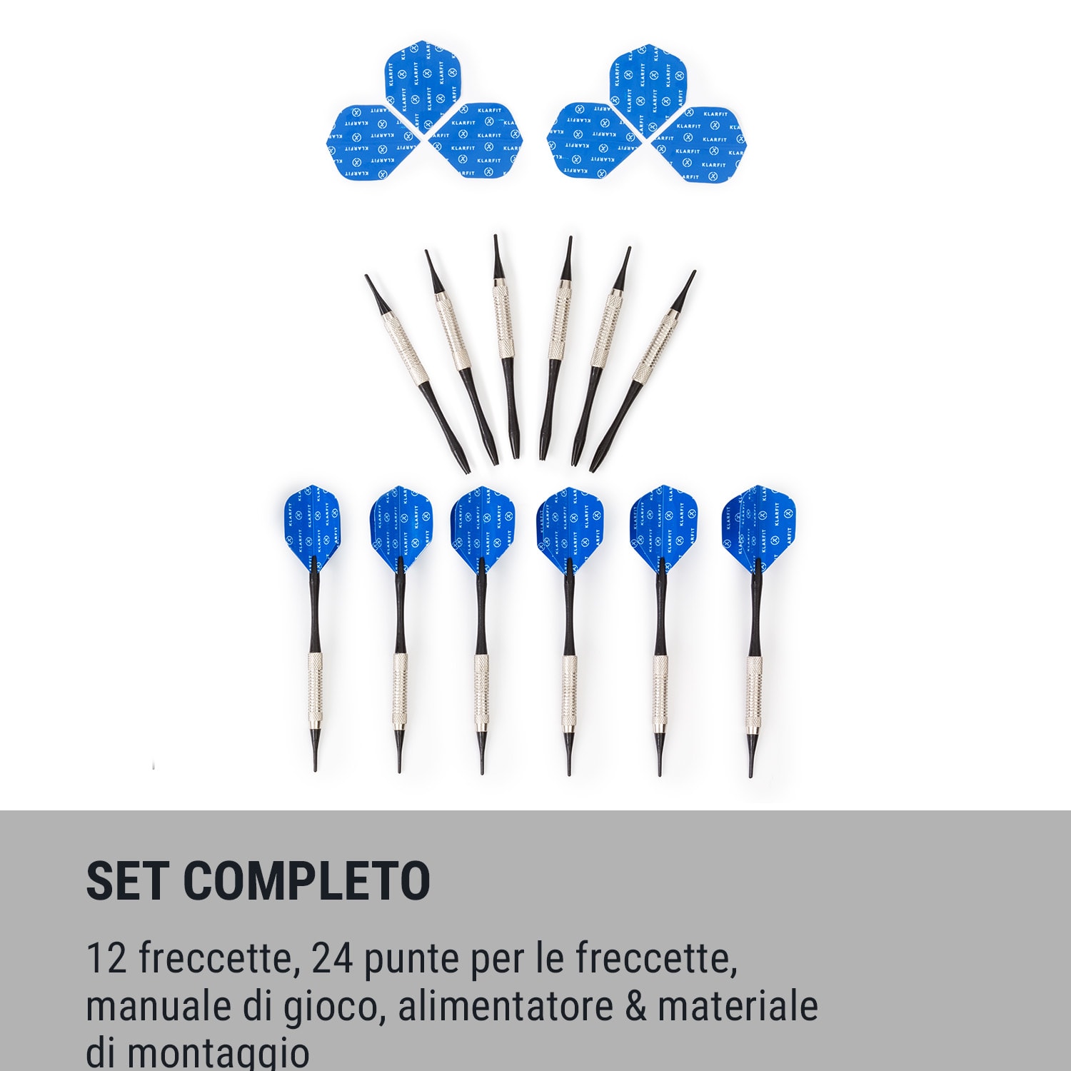 Dartmaster 180 - Bersaglio da freccette, sportelli frontali, incl. 12 freccette & 24 punte, alimentatore, montaggio a parete 
