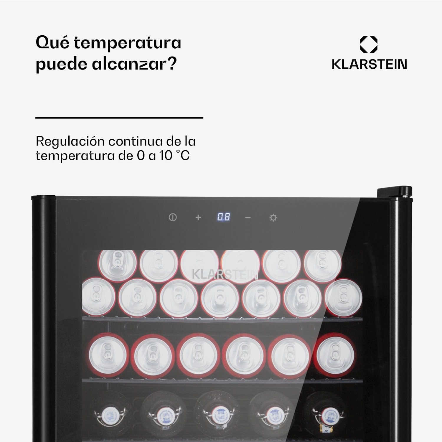 Beercave 115 koelkast 115 ltr 4 schappen 3-voudig geïsoleerde glasdeur touch 115 ltr | Zwart