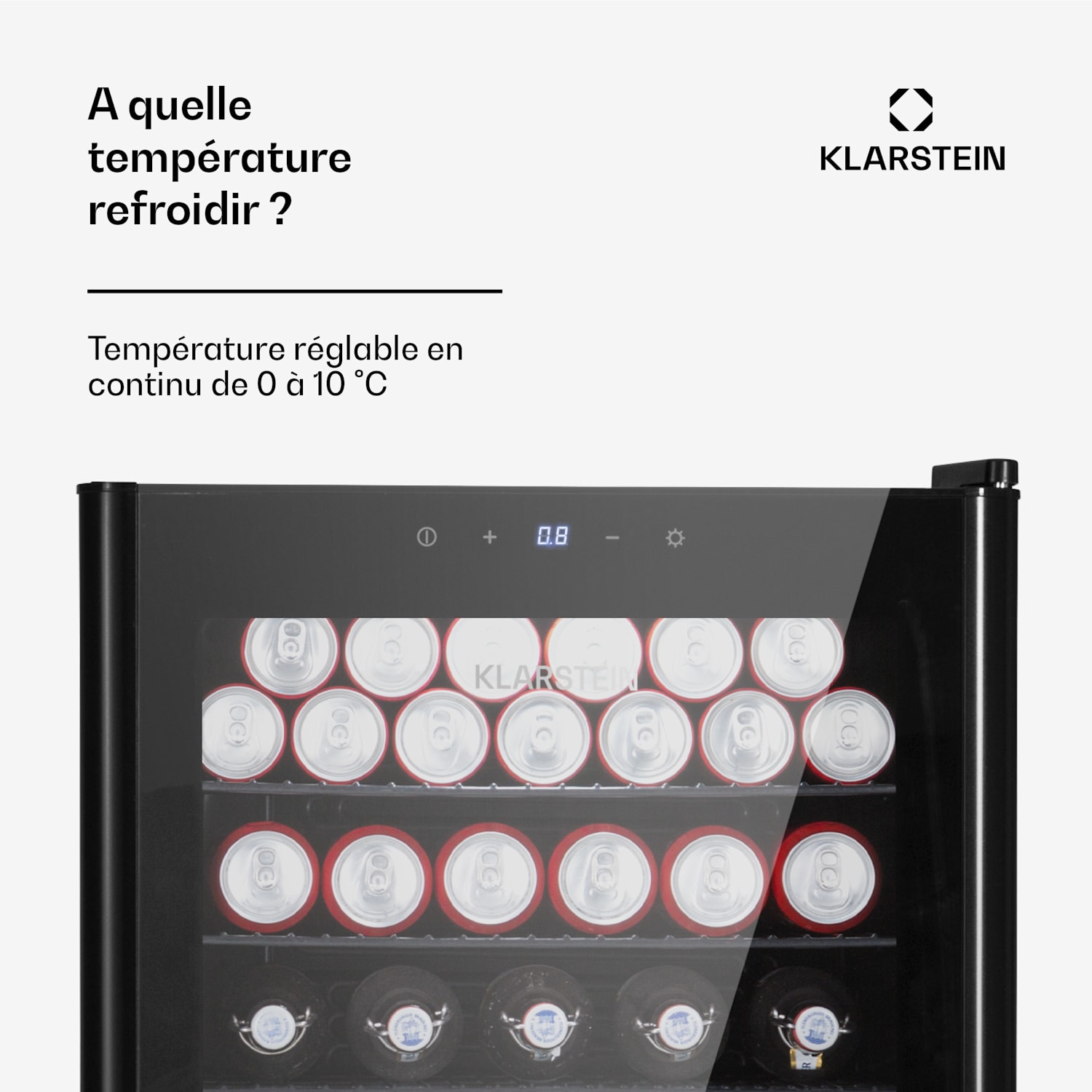 Beercave 115 - Frigorifero, 115 litri, 4 ripiani, sportello in vetro a triplo isolamento, touch 115 Ltr | Nero