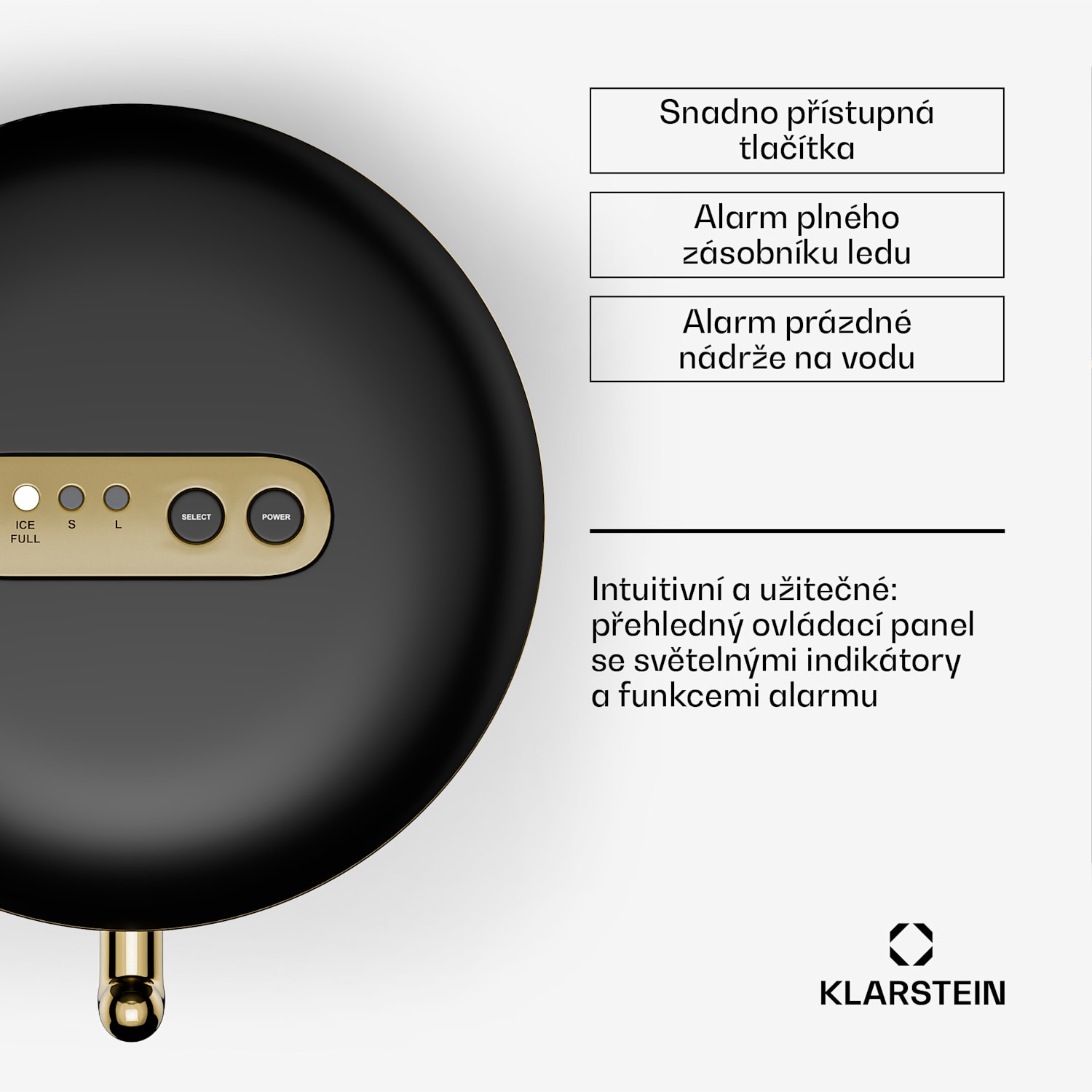 Passau , výrobník ledu, 15 kg/24 h, 2 velikosti, Auto-Clean 2,3 ltr | Černá / starožitná zlatá metalíza