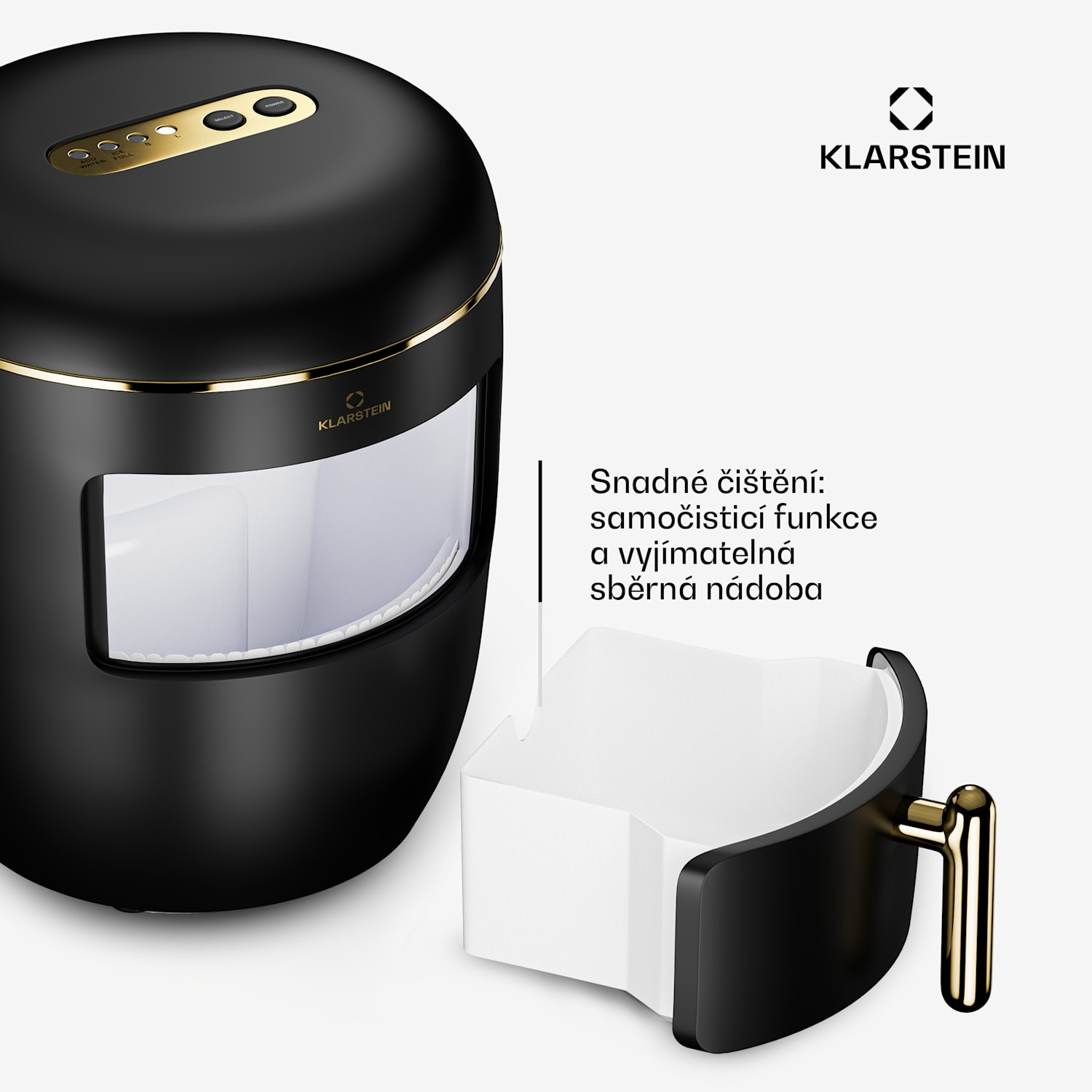 Passau , výrobník ledu, 15 kg/24 h, 2 velikosti, Auto-Clean 2,3 ltr | Černá / starožitná zlatá metalíza