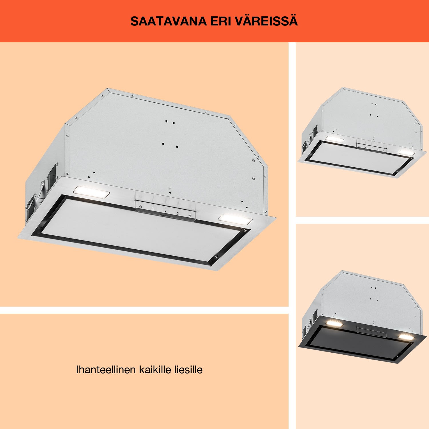 Camila liesituuletin integroitava 60 cm 369 m³/h LED kosketus ruostumaton teräs 52 cm | Hopea