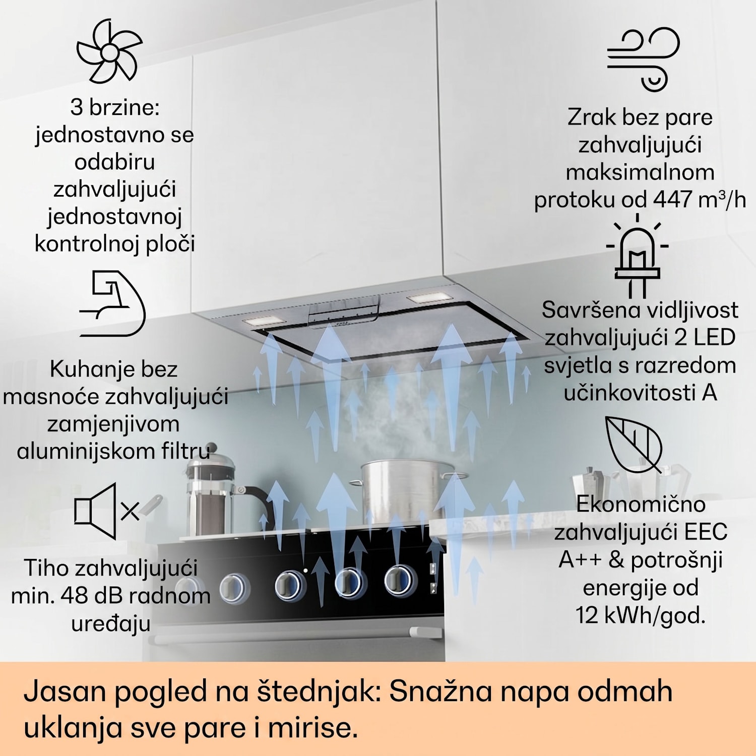 Napa Camila ugradbena 52 cm 369 m³/h LED Touch nehrđajući čelik 52 cm | Nehrđajući čelik