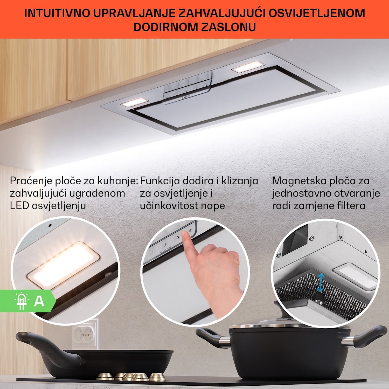 Napa Camila ugradbena 52 cm 369 m³/h LED Touch nehrđajući čelik 52 cm | Nehrđajući čelik