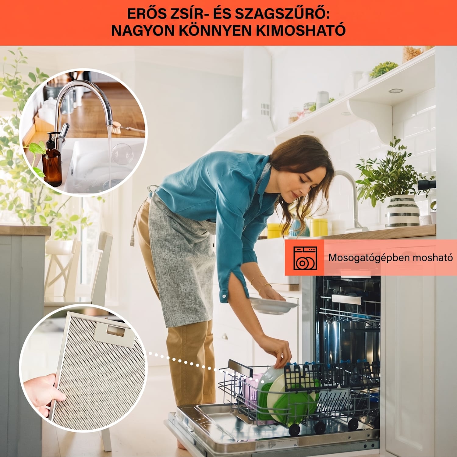 Camila beépíthető 52 cm-es, 397 m³/ó LED Touch rozsdamentes acél páraelszívó 52 cm | Rozsdamentes acél