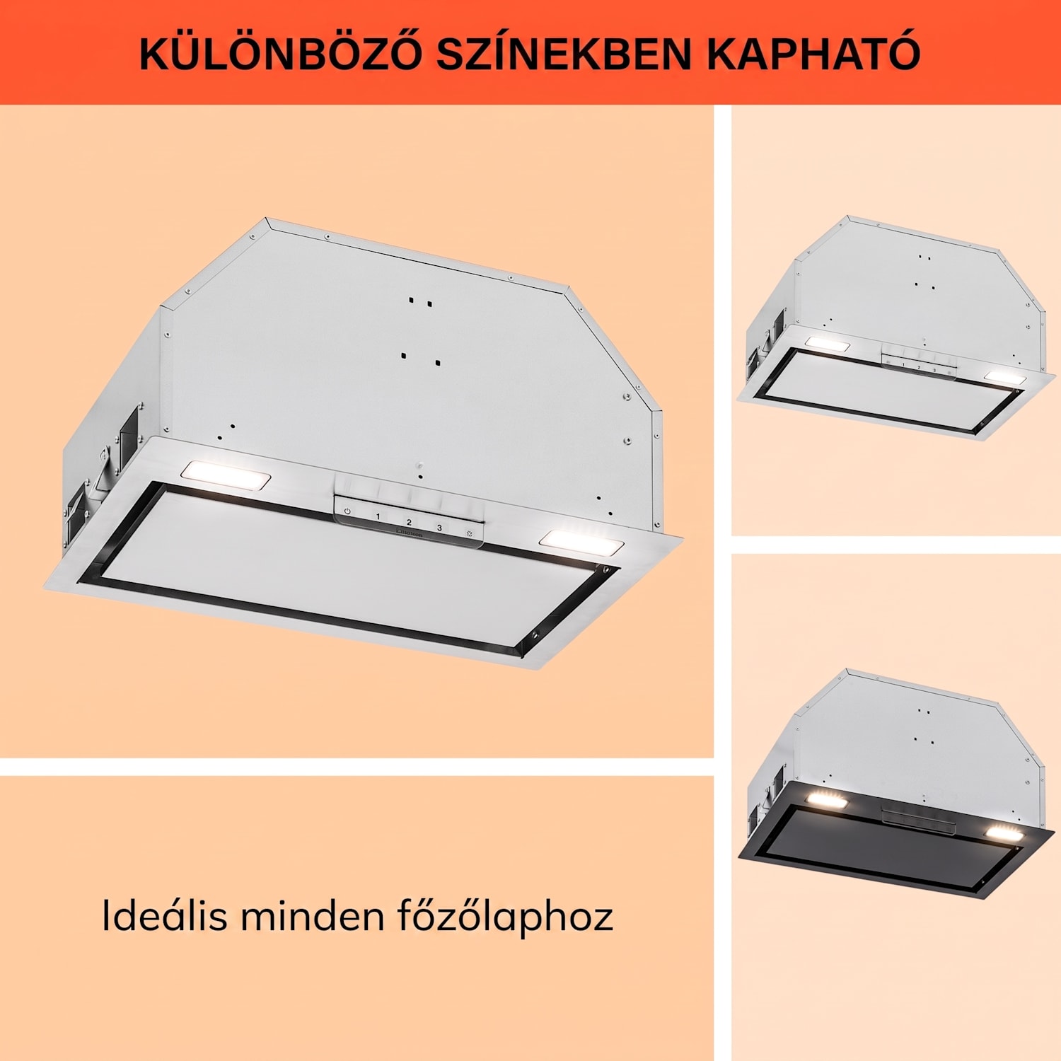 Camila beépíthető 52 cm-es, 397 m³/ó LED Touch rozsdamentes acél páraelszívó 52 cm | Rozsdamentes acél