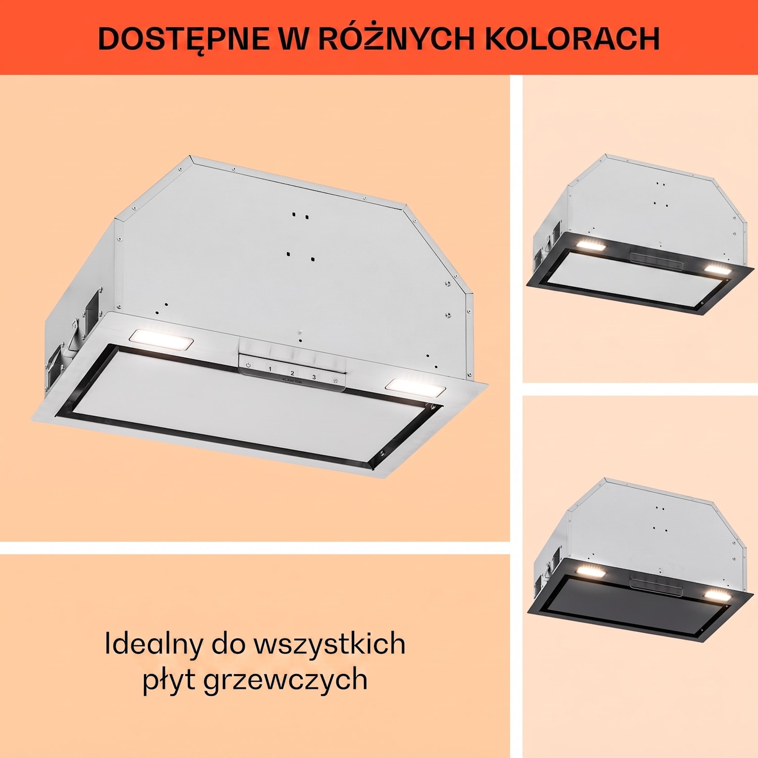 Camila okap kuchenny do zabudowy 52 cm 397 m³/h, LED panel dotykowy stal nierdzewna 52 cm | Stal nierdzewna