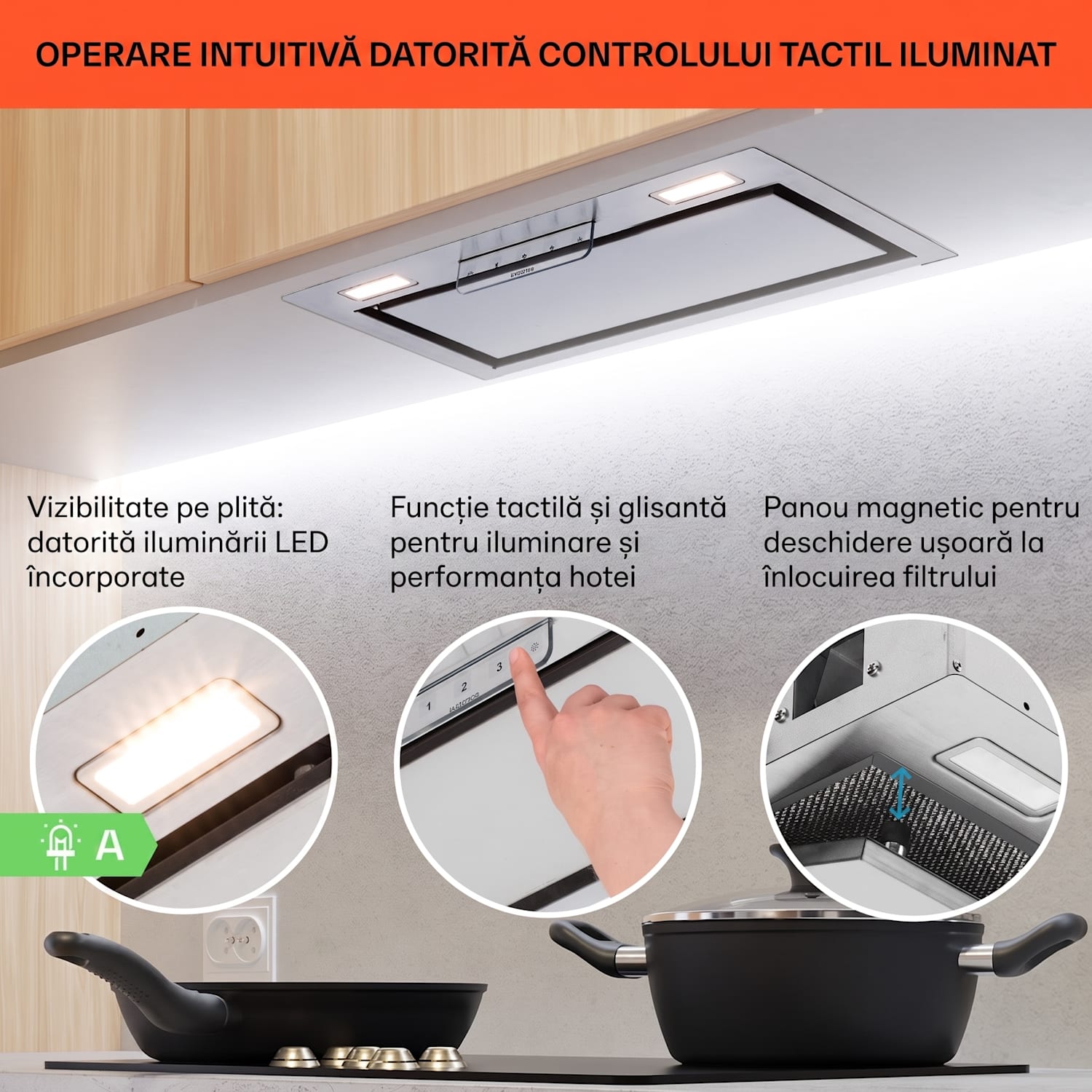 Hota Camila built-in 52 cm 369 m³/h LED Touch din oțel inoxidabil 52 cm | Oțel inoxidabil