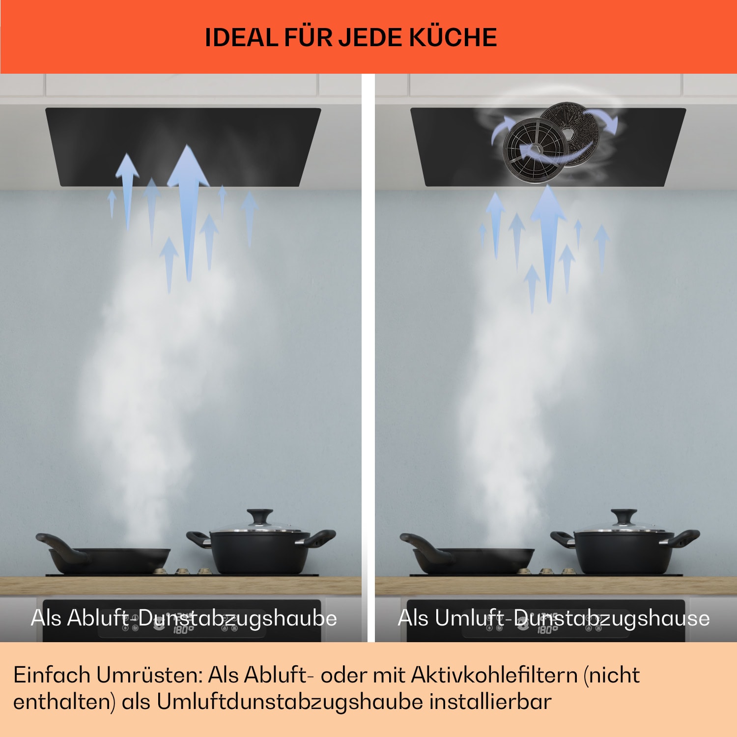 Camila Dunstabzugshaube Einbau 52 cm 397 m³/h LED Touch Edelstahl 