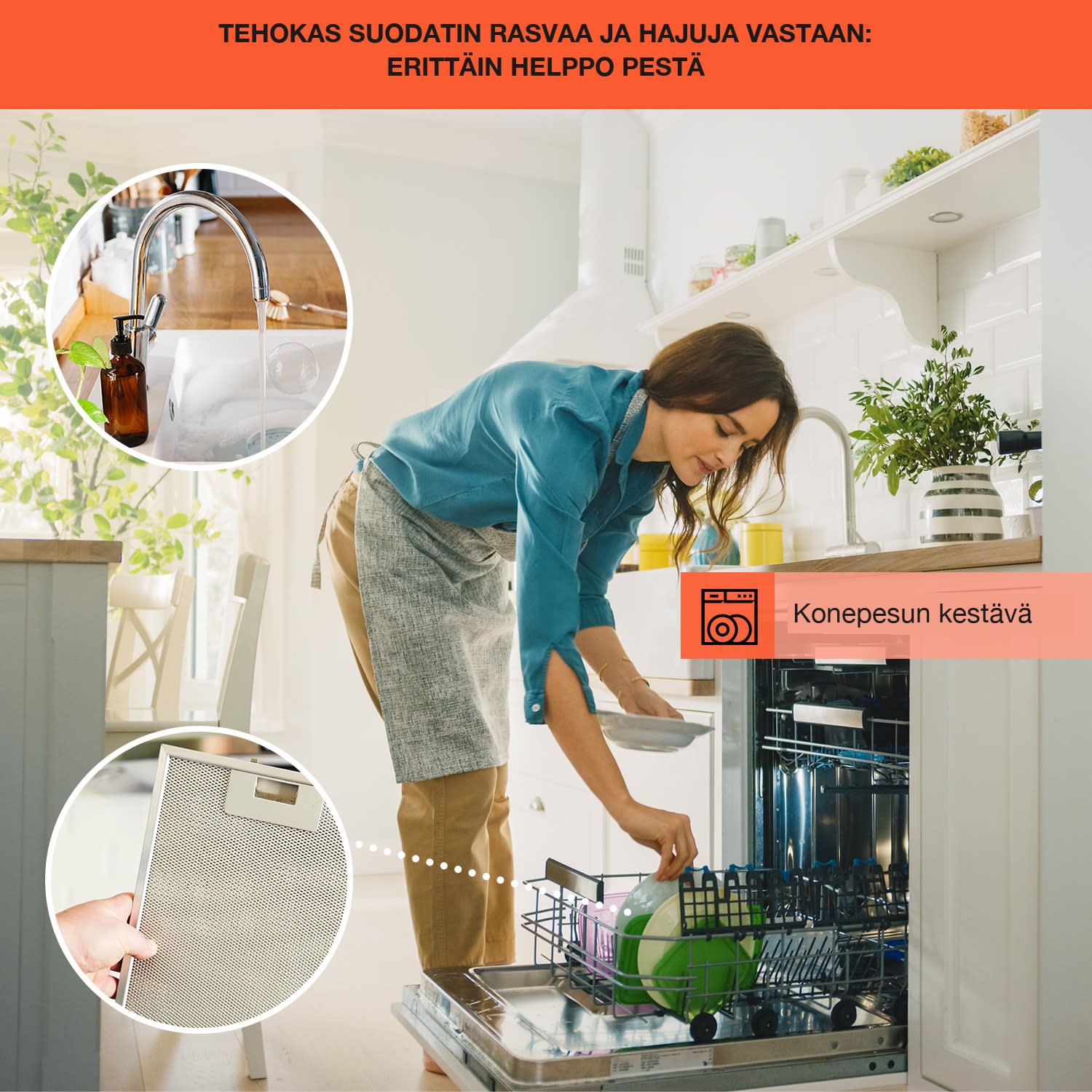 Camila liesituuletin integroitava 60 cm 369 m³/h LED kosketus ruostumaton teräs 52 cm | Musta