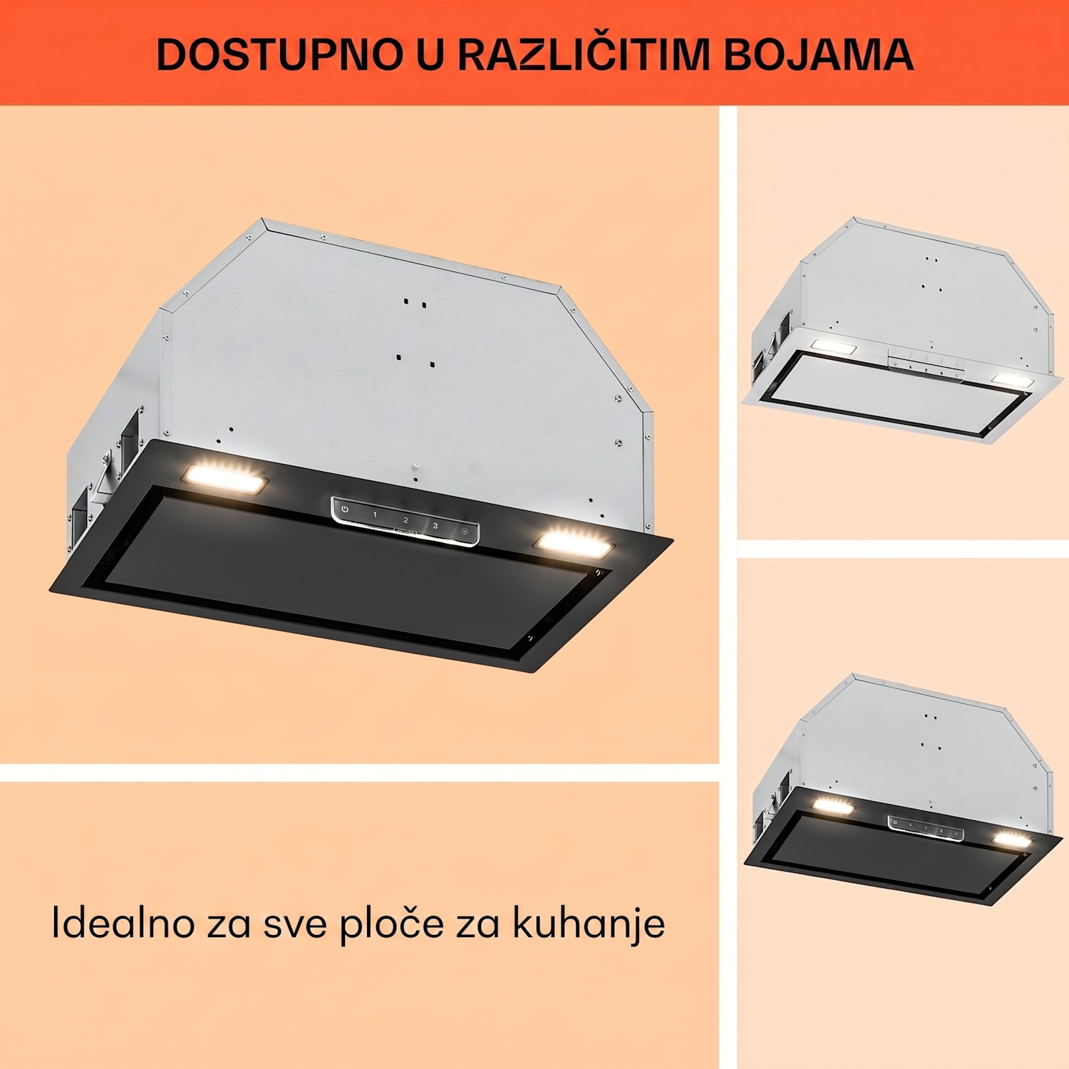 Napa Camila ugradbena 52 cm 369 m³/h LED Touch nehrđajući čelik 52 cm | Crna