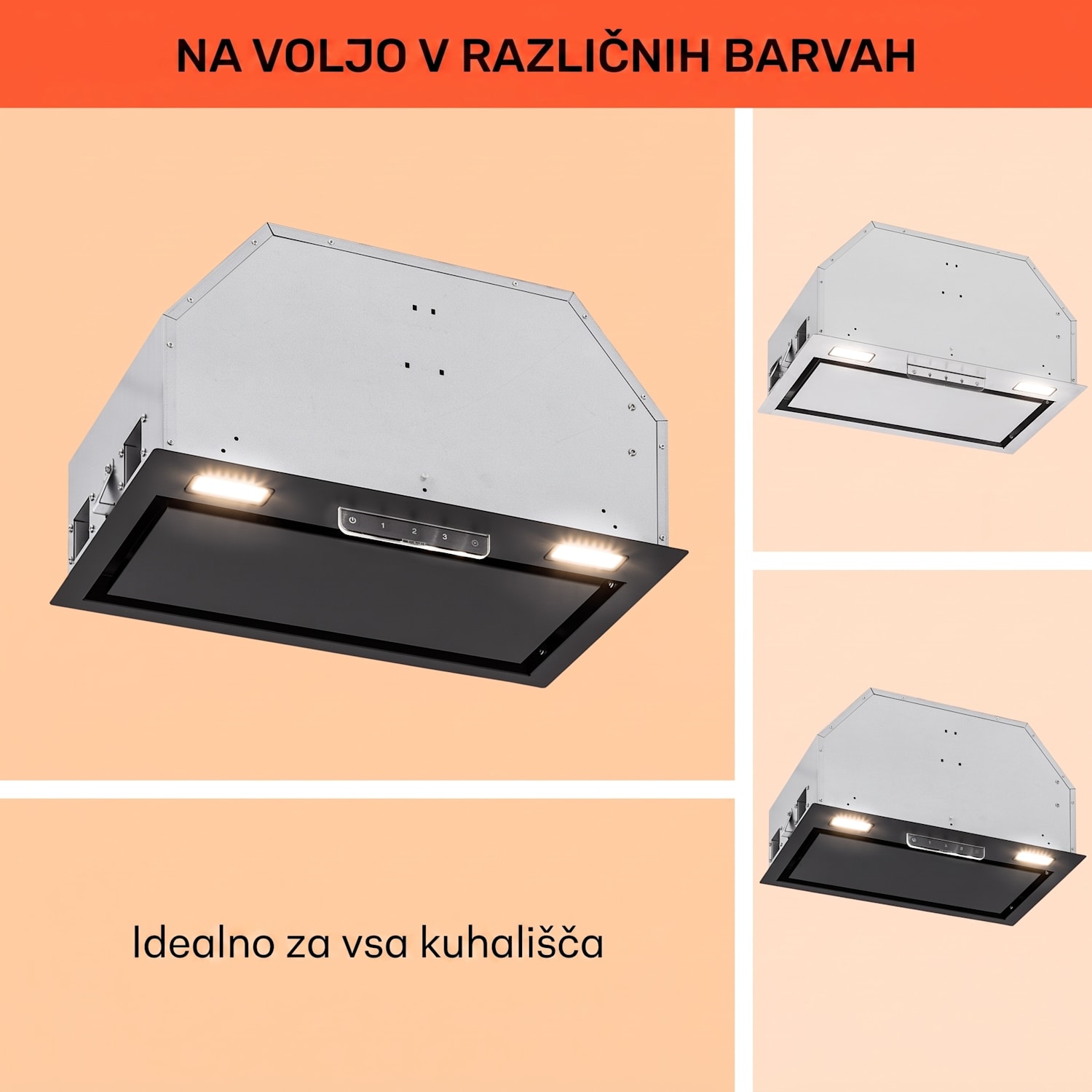 Vgradna napa Camila 52 cm 369 m³/h LED Touch iz nerjavečega jekla 52 cm | Črna