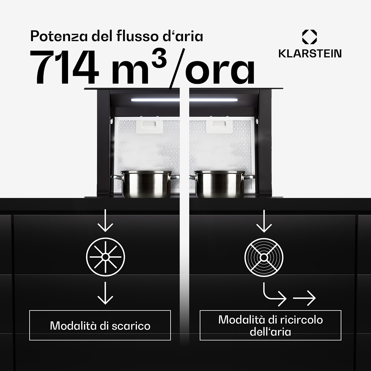 Royal Flush Eco cappa aspirante, 60 cm, 576 m³/h, A+  