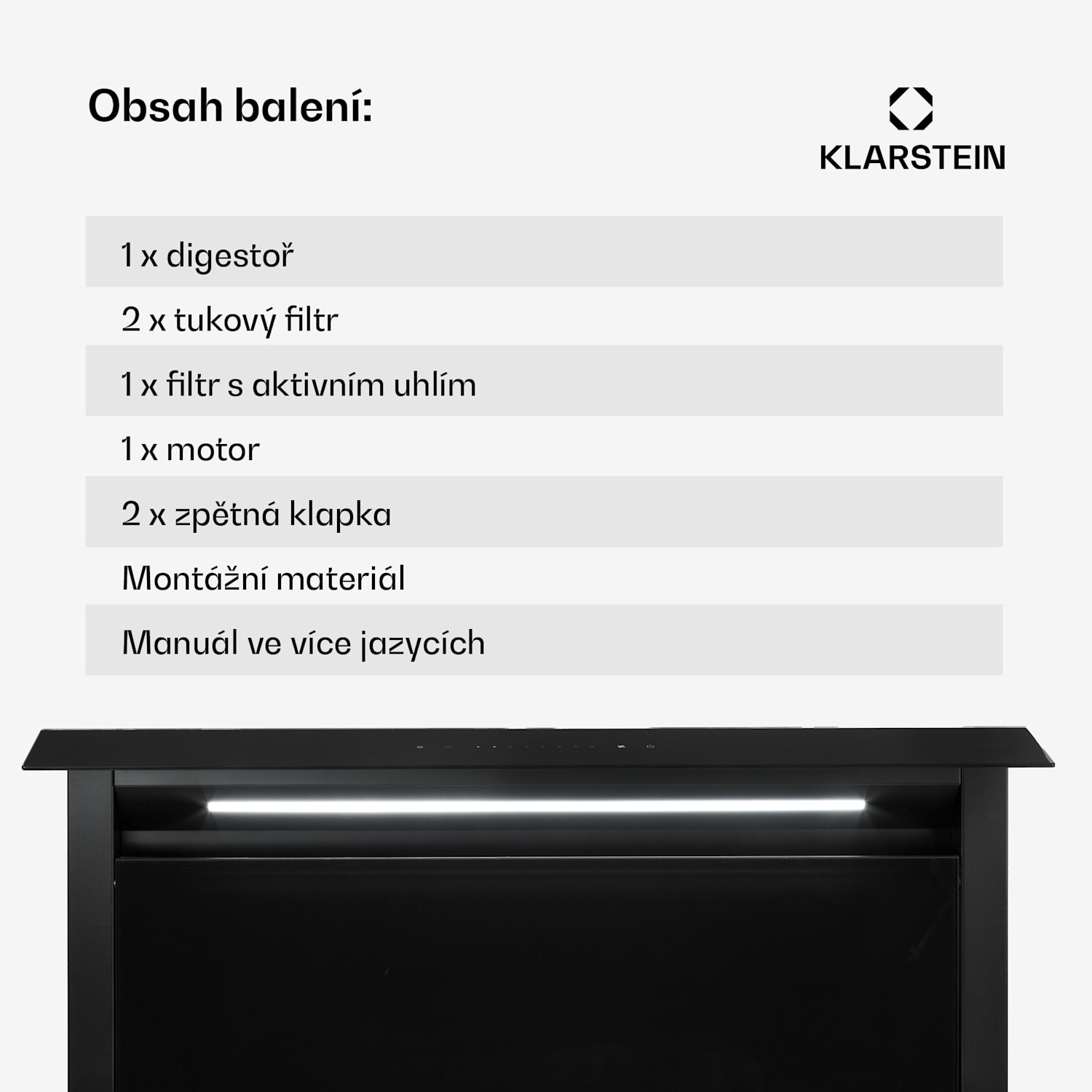 Royal Flush Eco, digestoř, 90 cm, výsuvná, 576 m³/h, A+, černá 