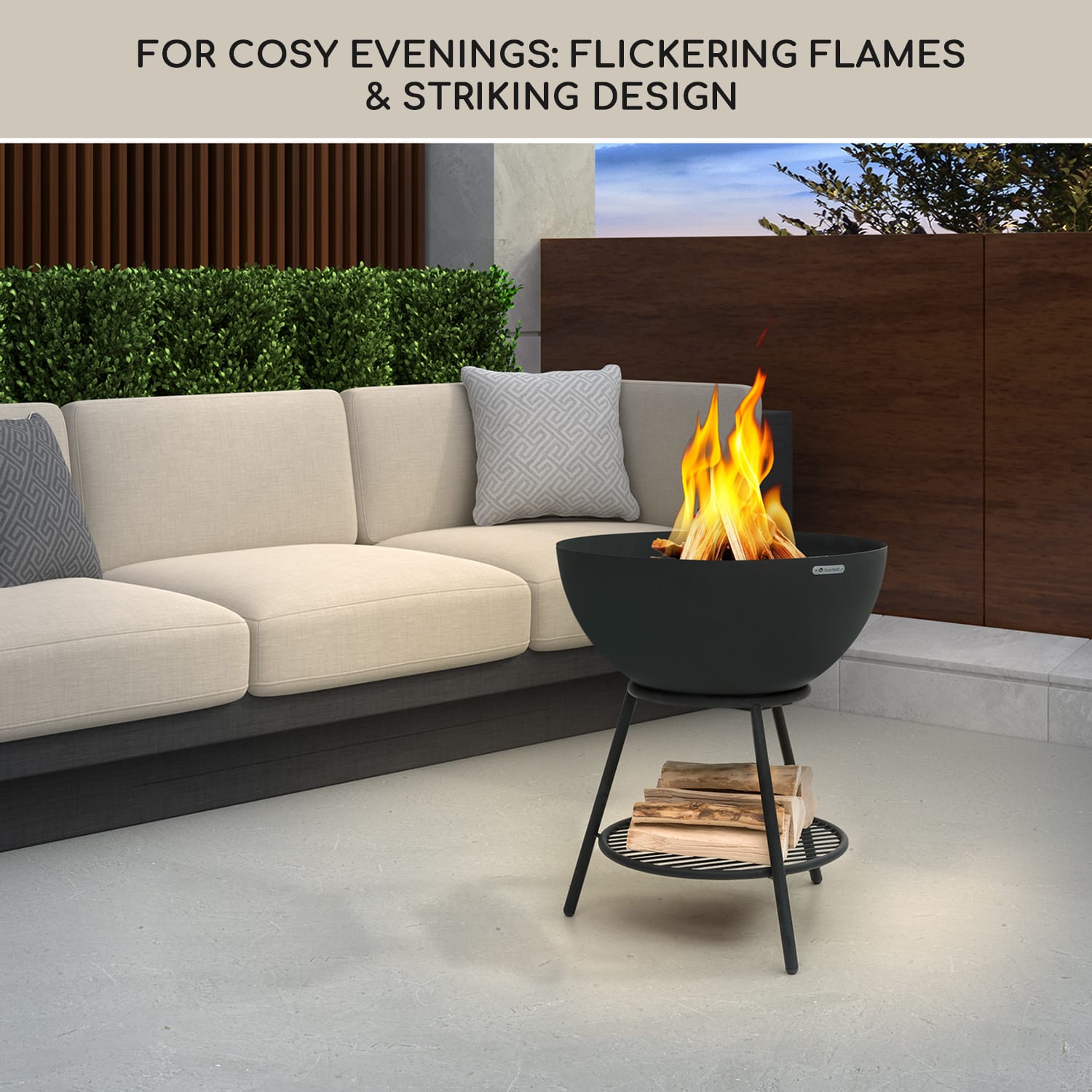 Azuma, ognjište, Ø 66 cm, 2 mm, rešetka za ugljen i roštilj, kišna navlaka i grablje 