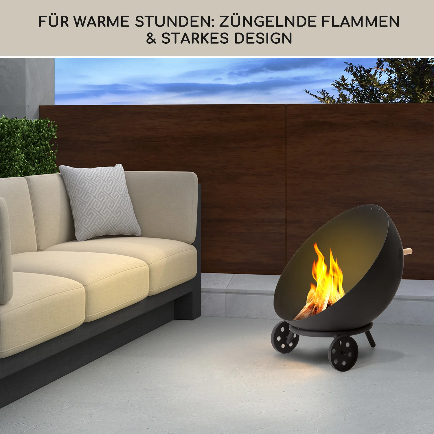 Rubal blumfeldt        Fireball 66cm Niedrige Feuerschale mit Grill SchwarzQA 5555