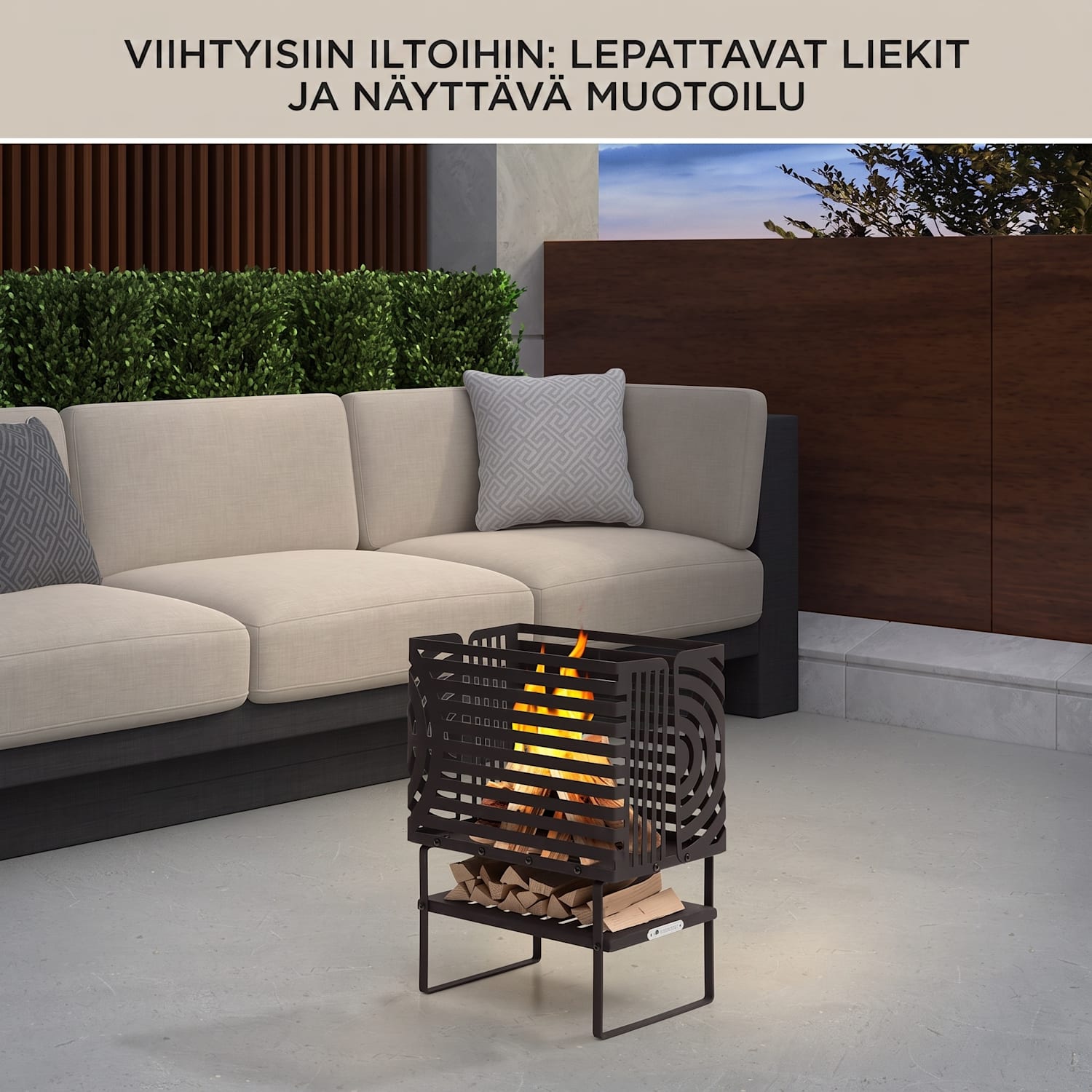 Krakatoa tulikori tukeva teräs puusäilö laserleikattu design  Small