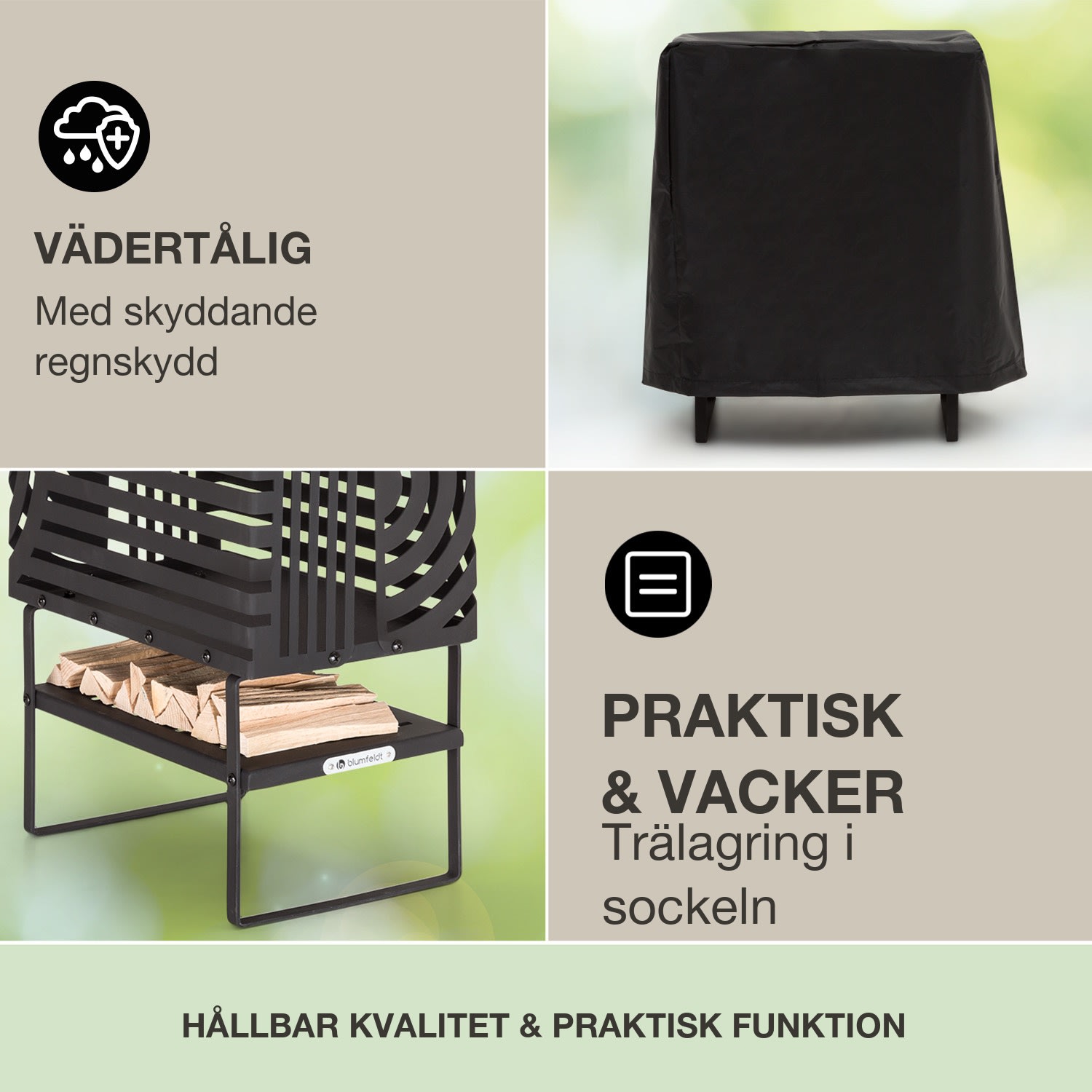Krakatoa Eldkorg solitt stål träförvaring laser-cut-design  Small