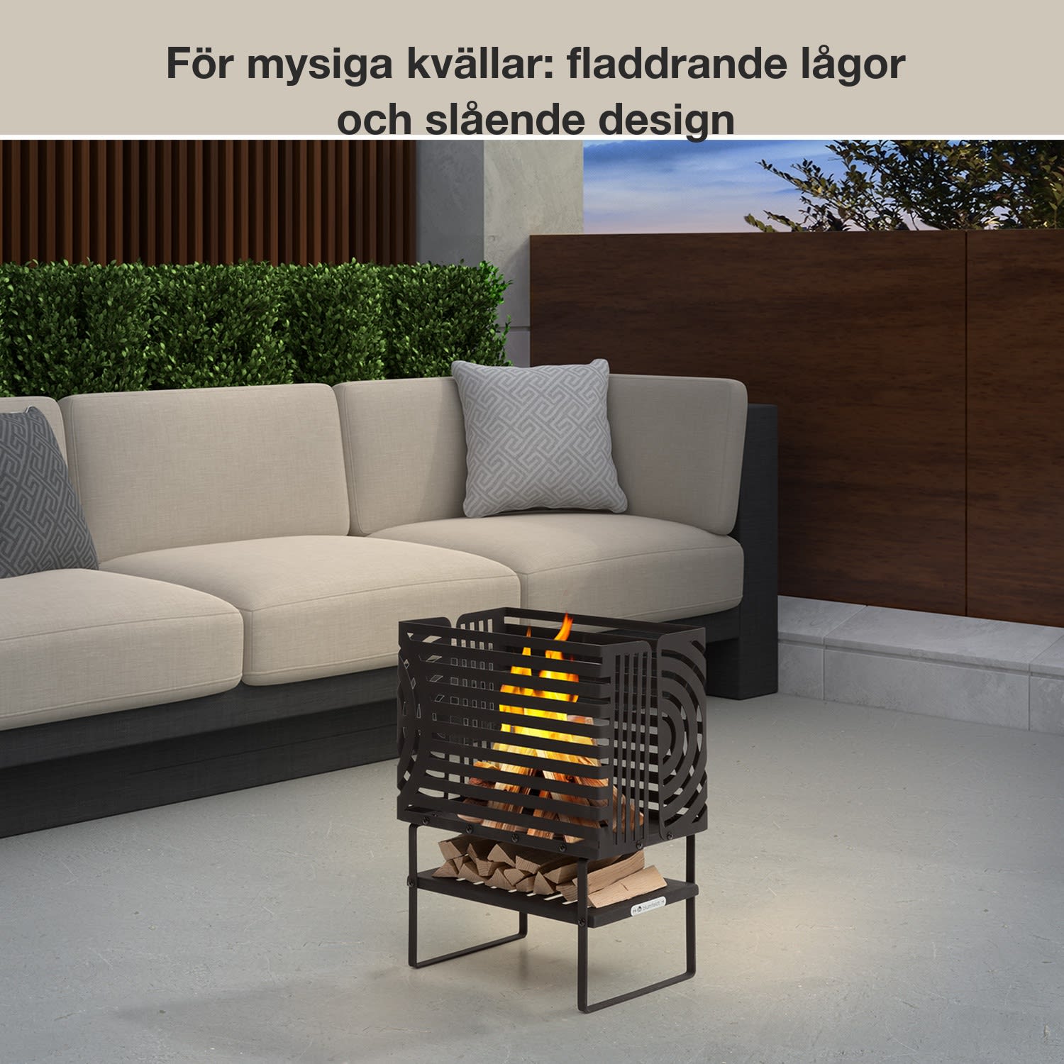 Krakatoa Eldkorg solitt stål träförvaring laser-cut-design  Small